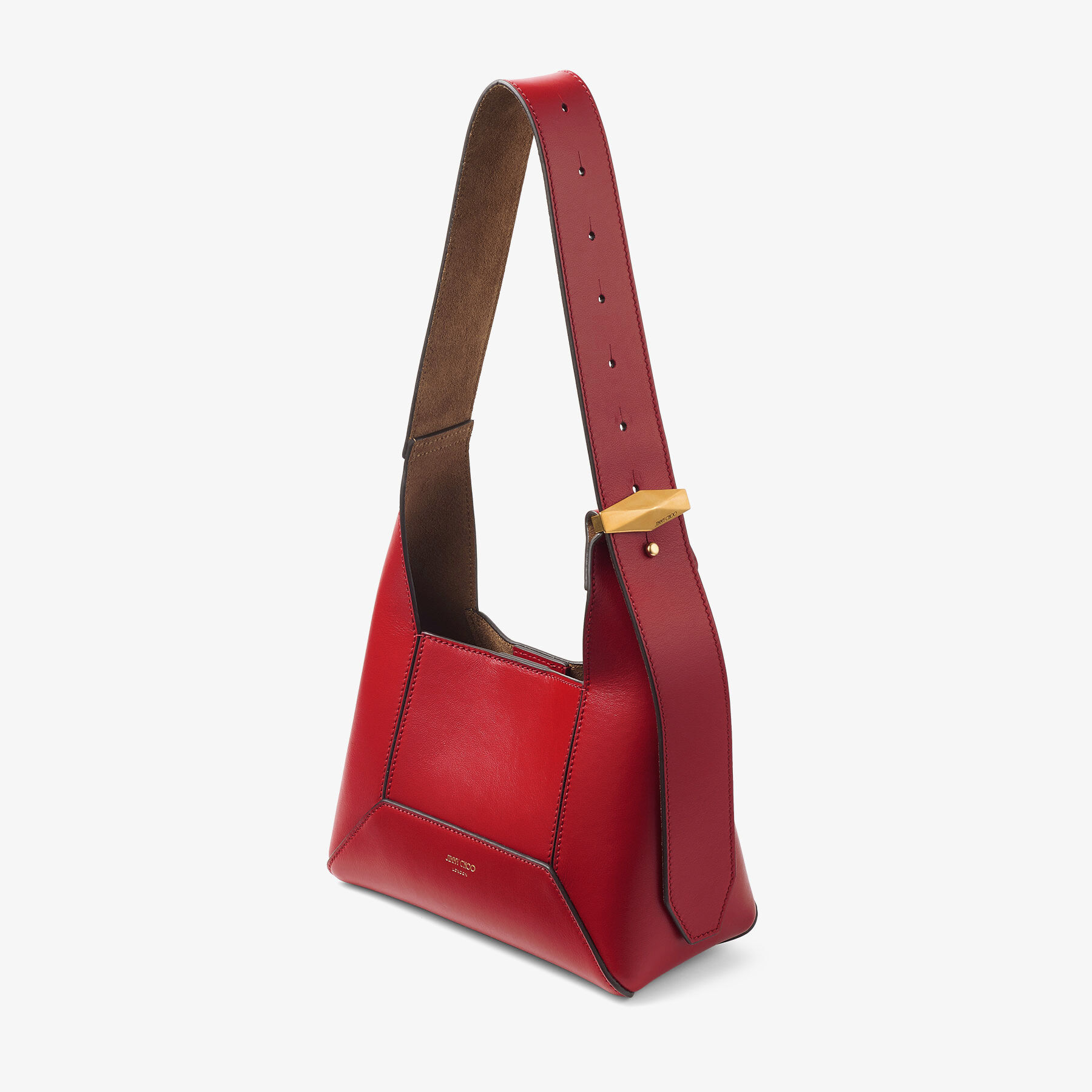 Diamond Hobo S Ruby Red Leather Shoulder Bag