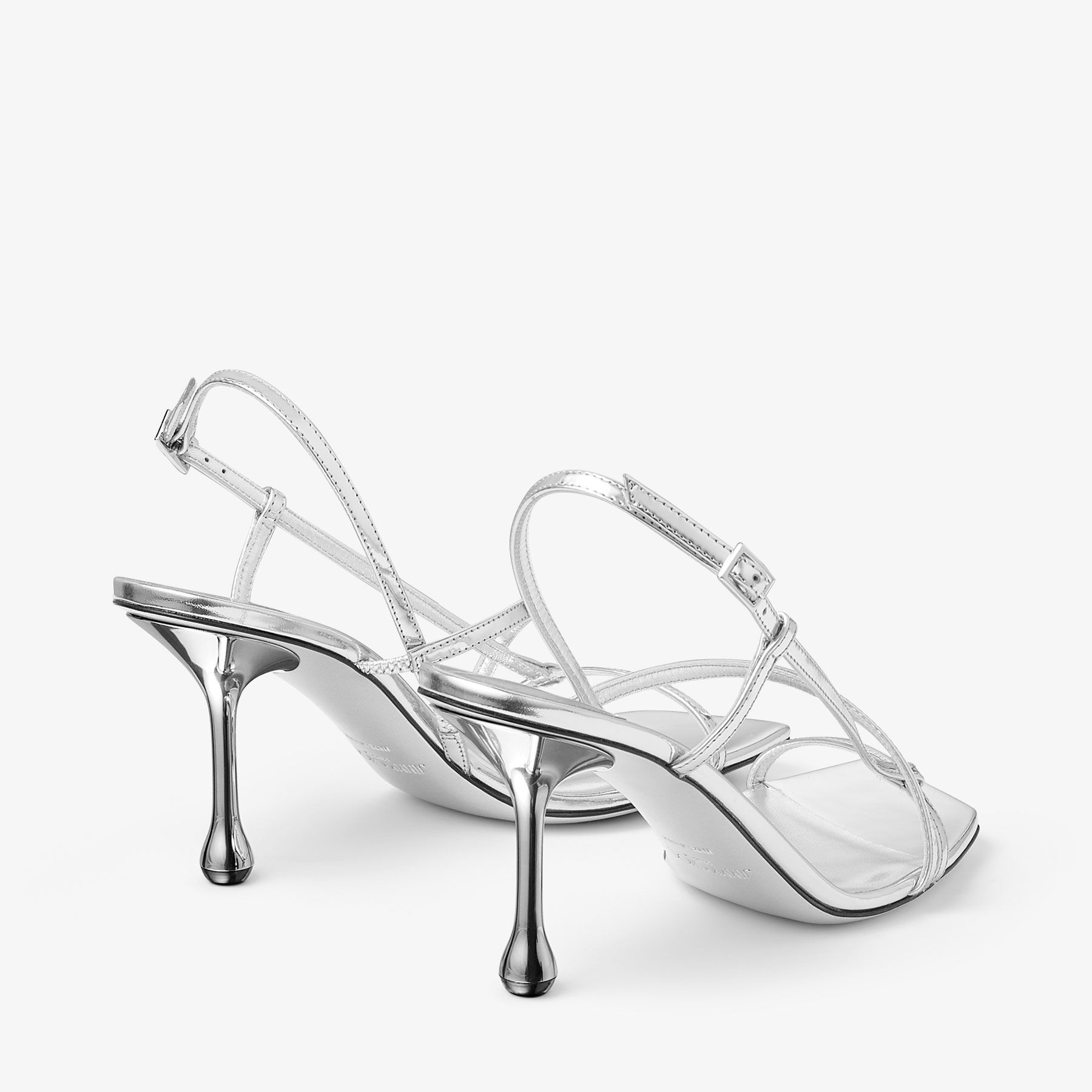 Etana 80 Silver Metallic Leather Sandals