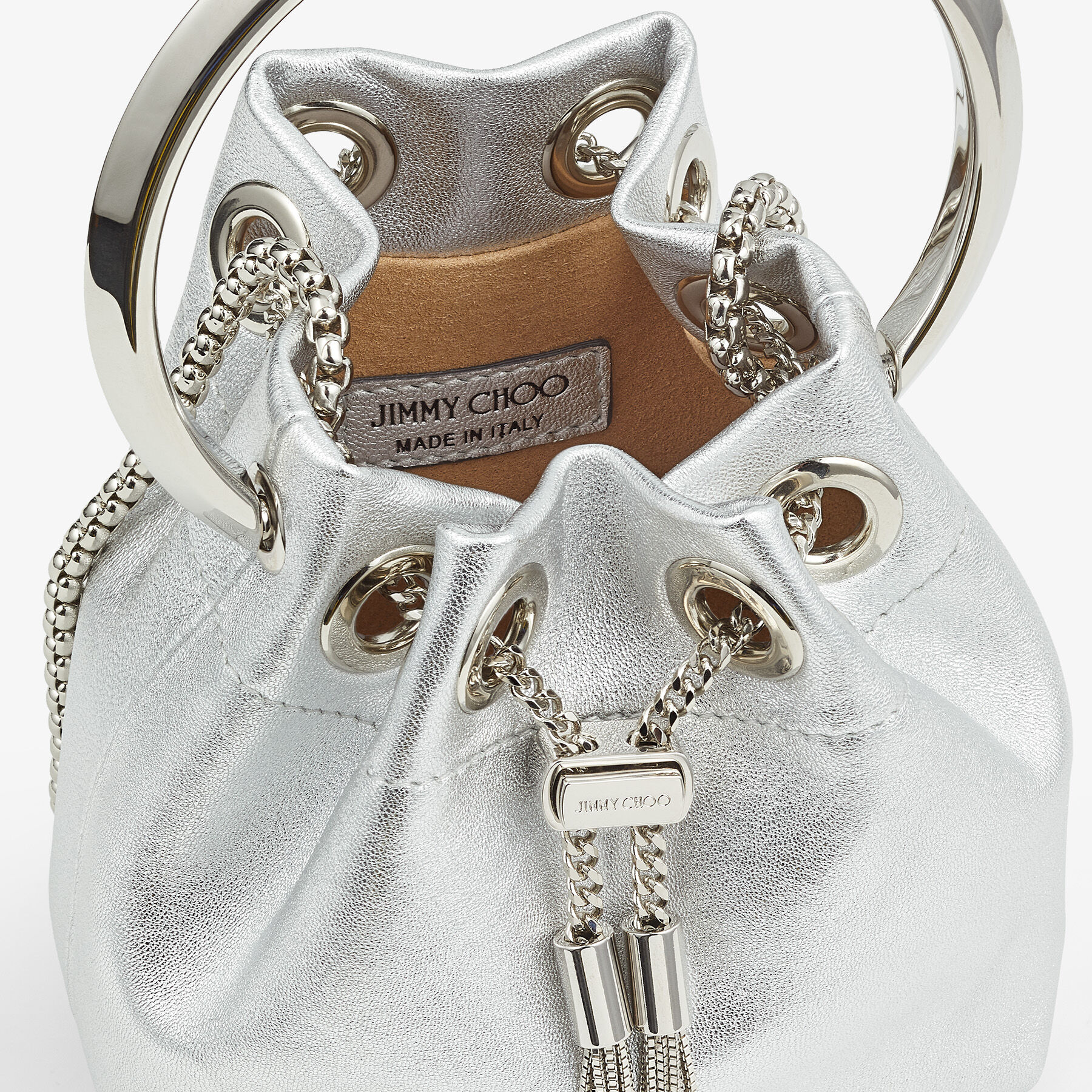 Micro Bon Bon Silver Metallic Nappa Mini Bag