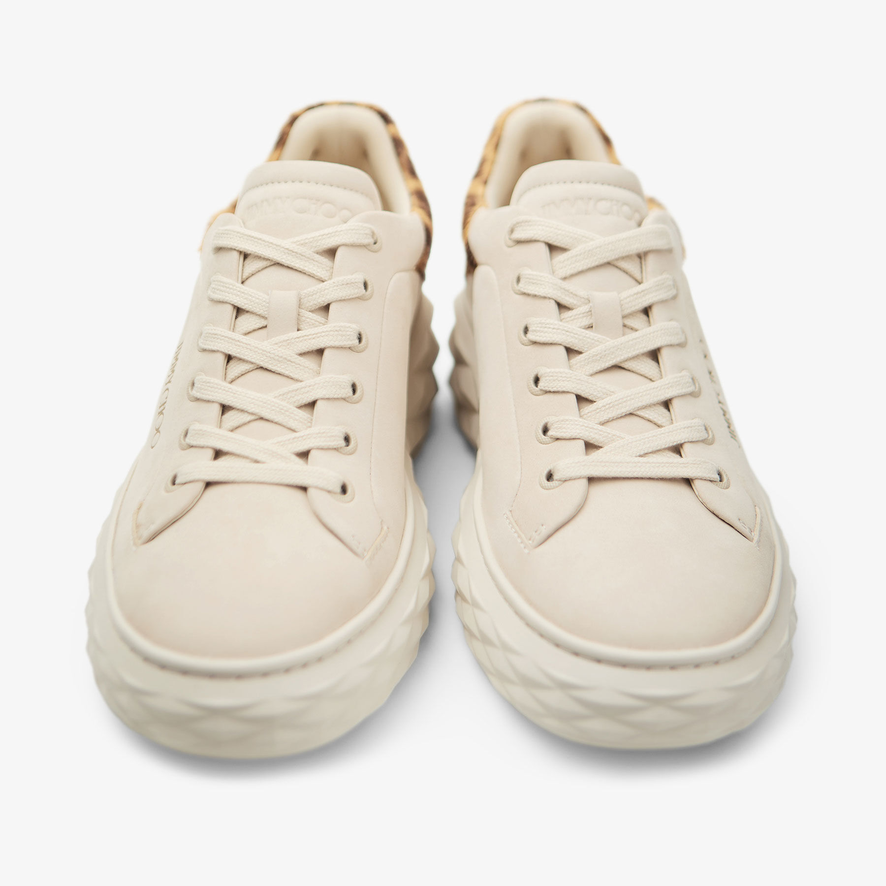 Diamond Maxi F II Chalk Leopard Print Leather Trainers