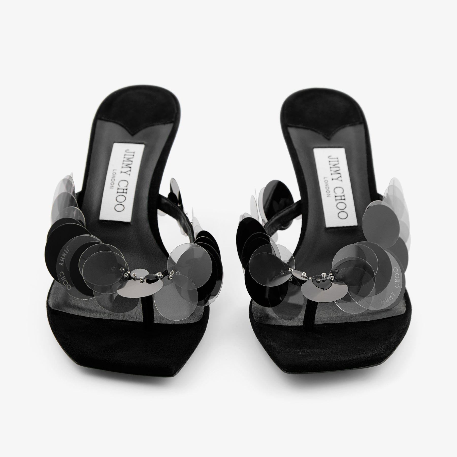 Freja 70 Black Suede Paillette Sandals