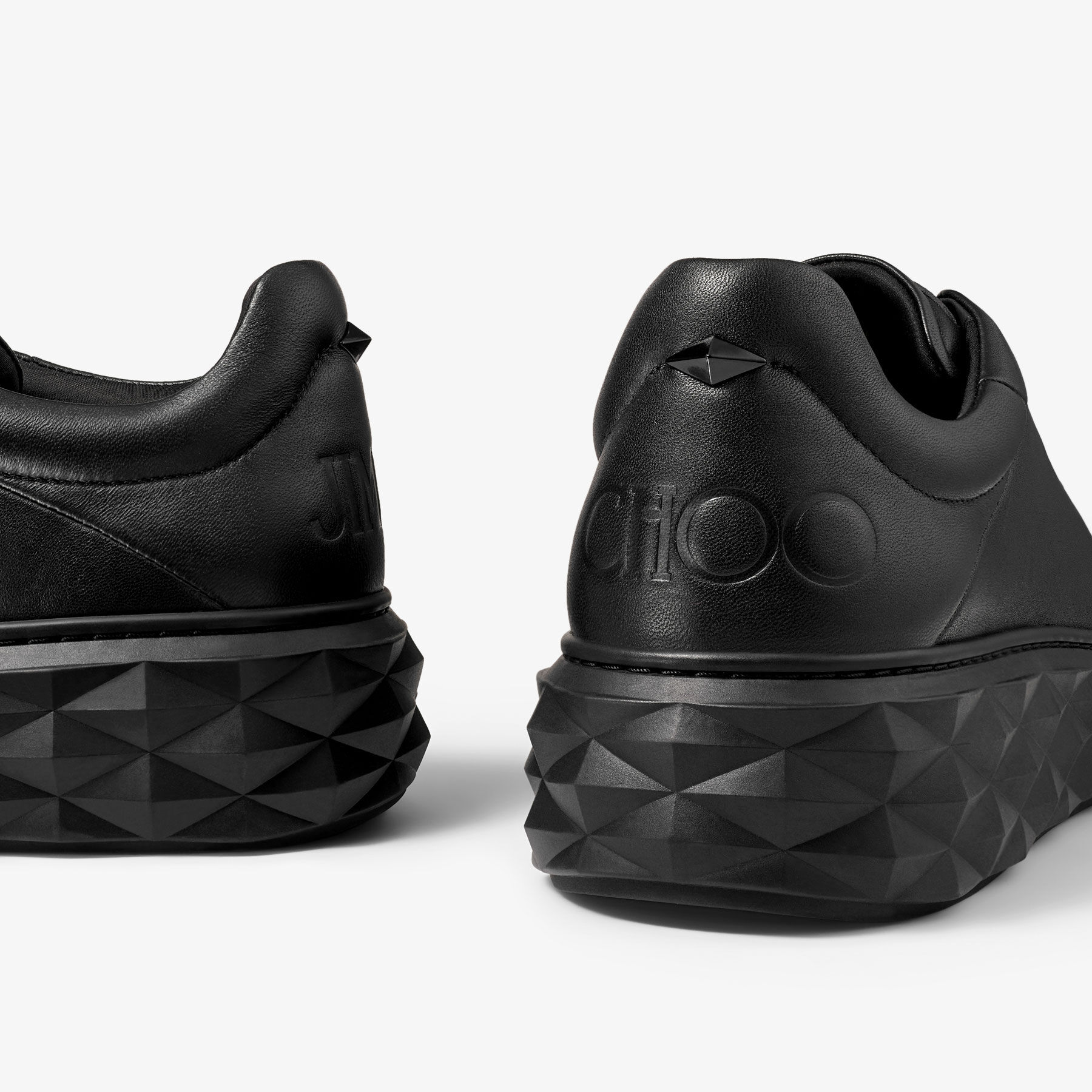Diamond Maxi M II Black Nappa Leather Platform Trainers