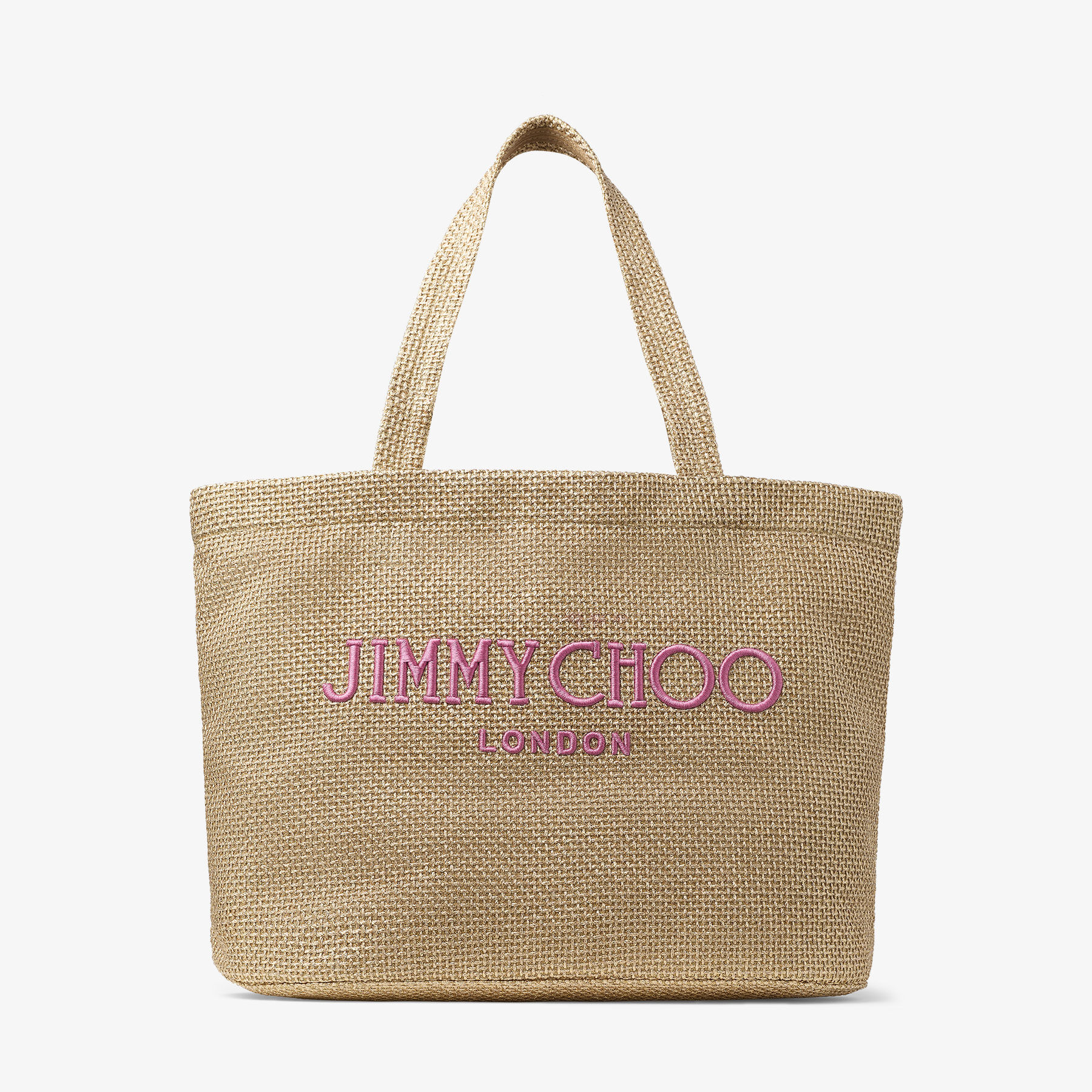 Beach Tote East-West Gold Metallic Raffia Tote Bag