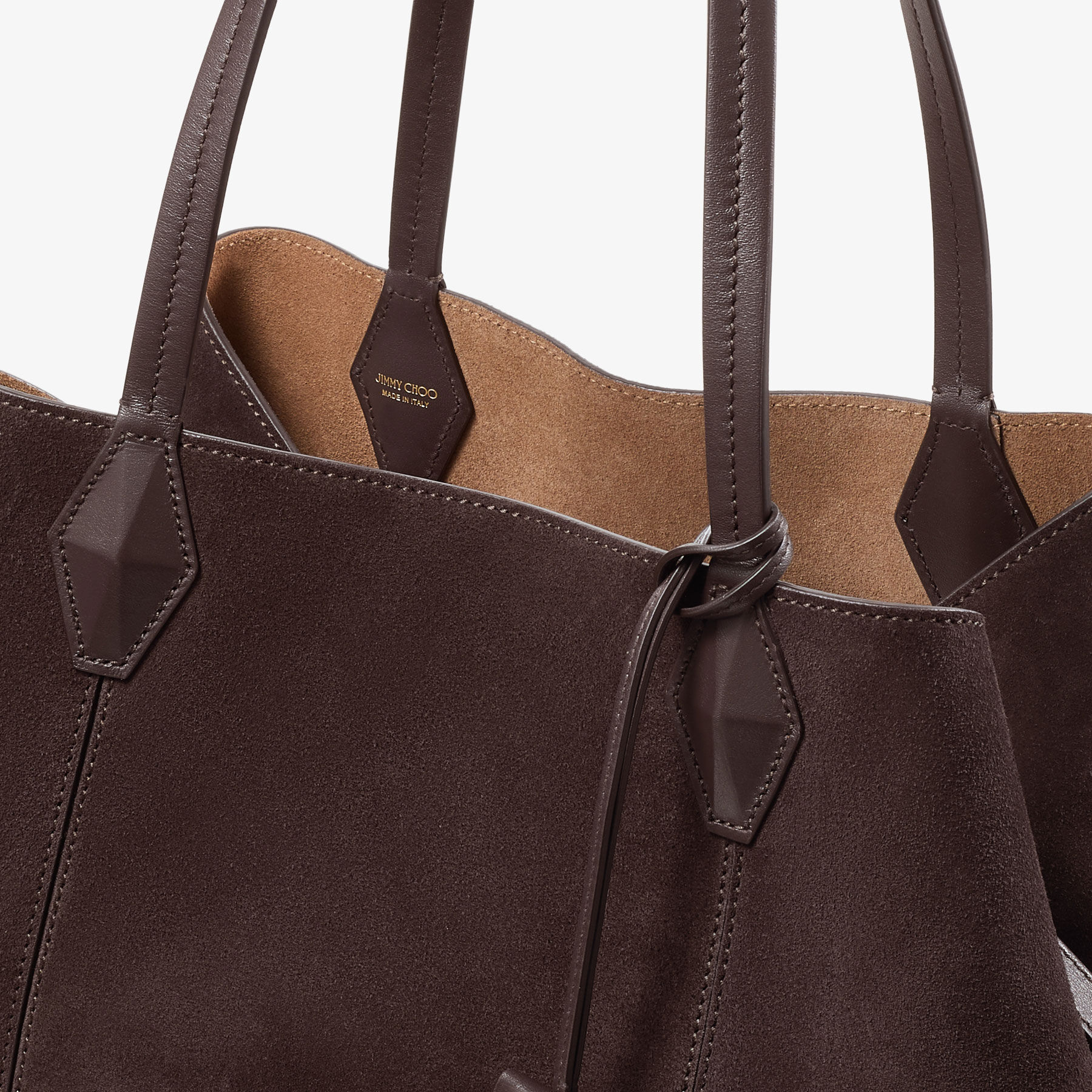 Diamond Tote M Coffee Suede Tote Bag