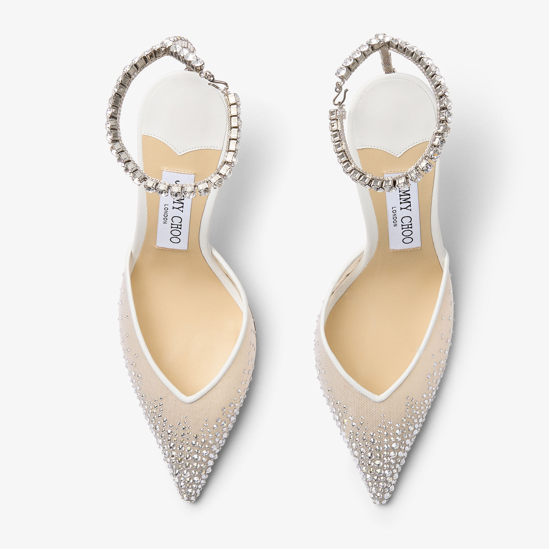 Saeda 85 White Crystal Mesh Pumps