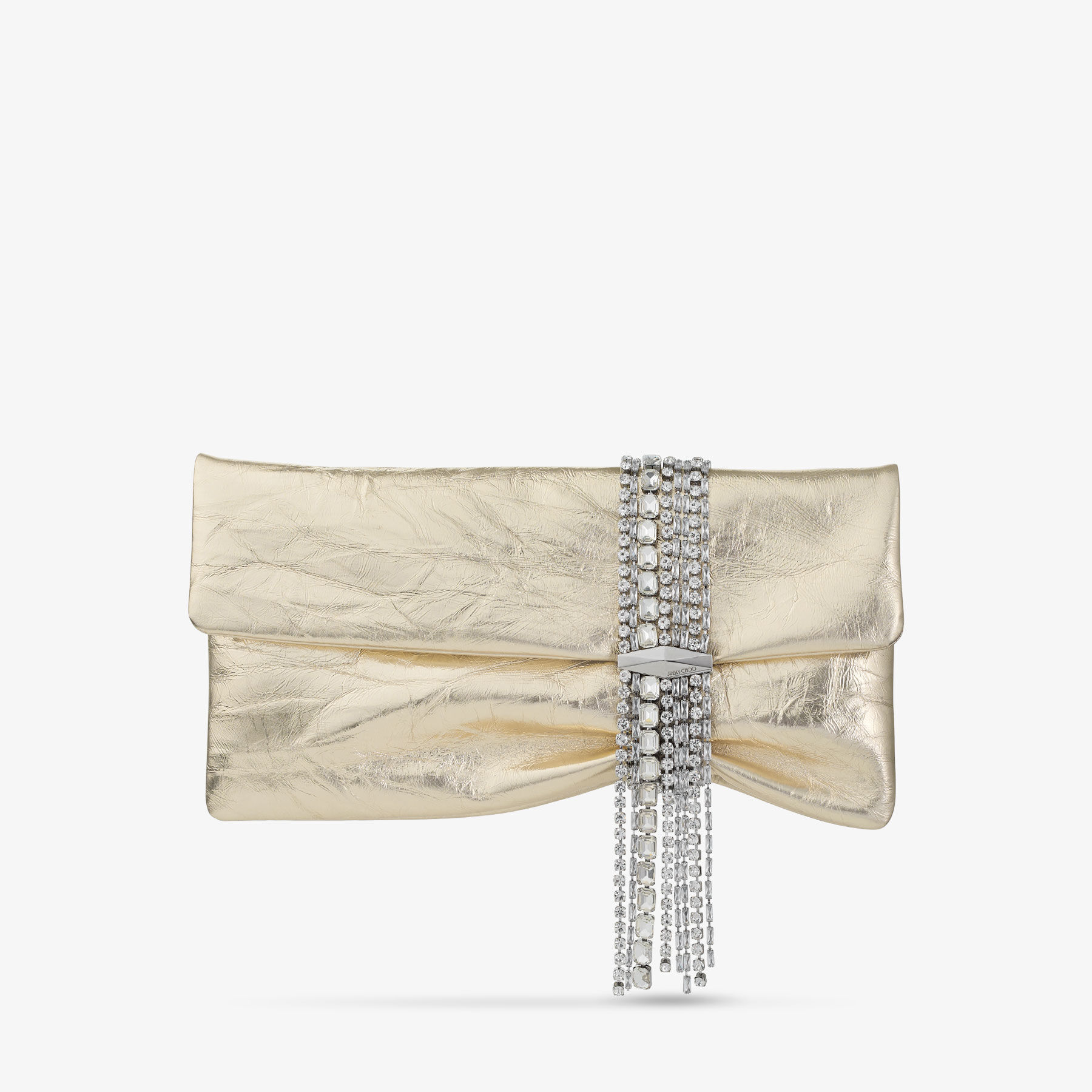 Zandra Platinum Vintage Metallic Leather Clutch Bag