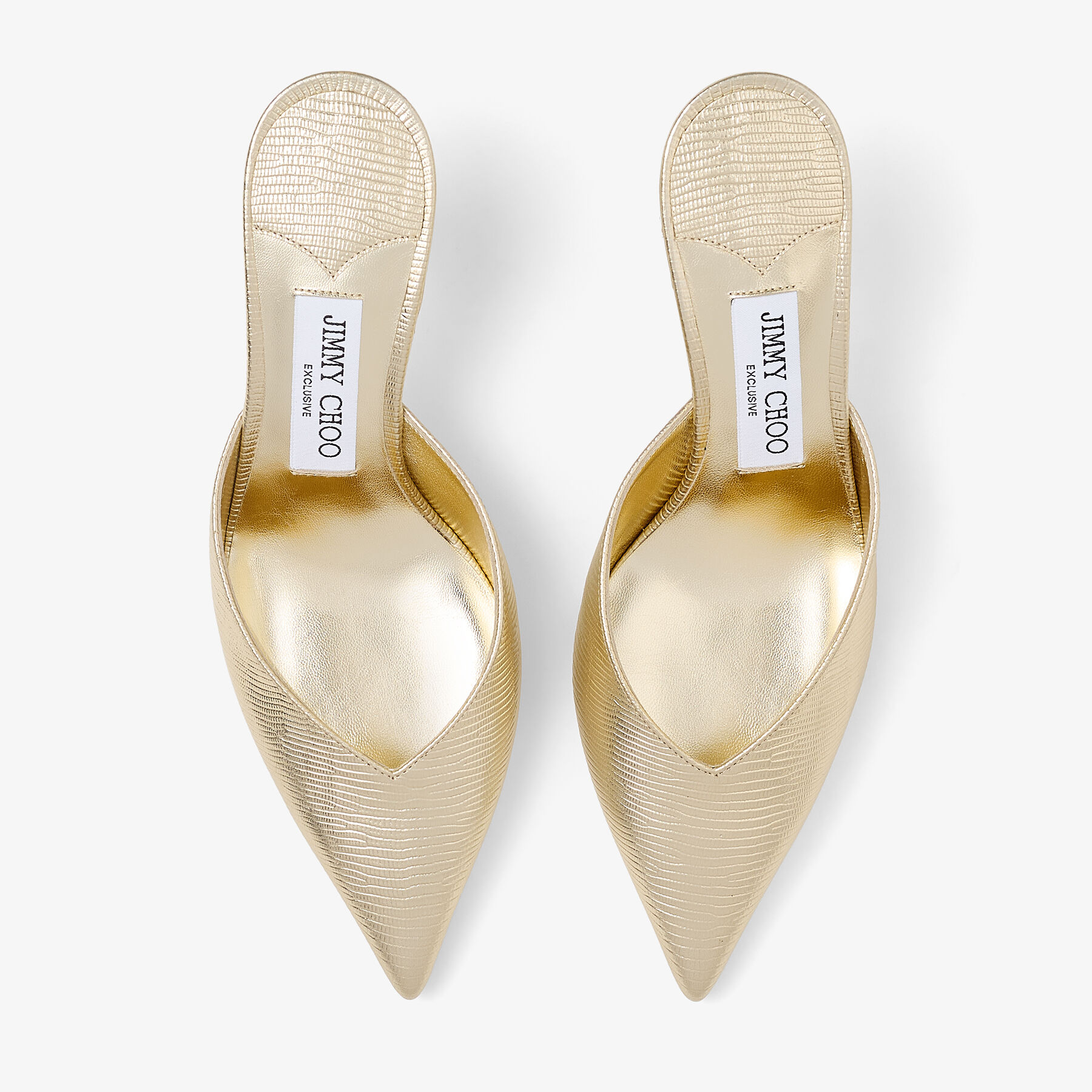 Solar 70 Gold Lizard Printed Leather Mules