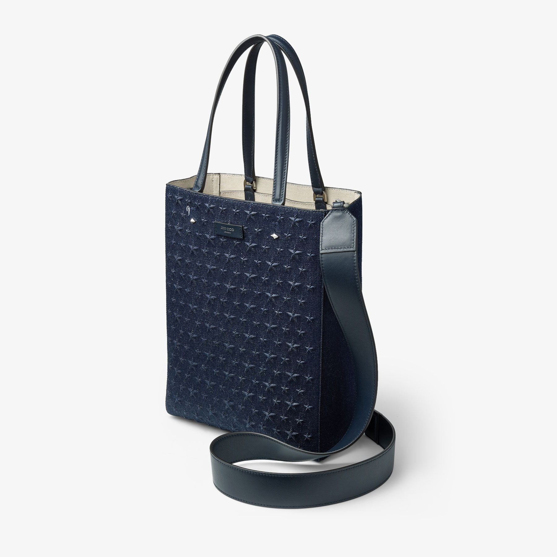 Lenny North-South M-M Dark Denim Embossed Tote Bag