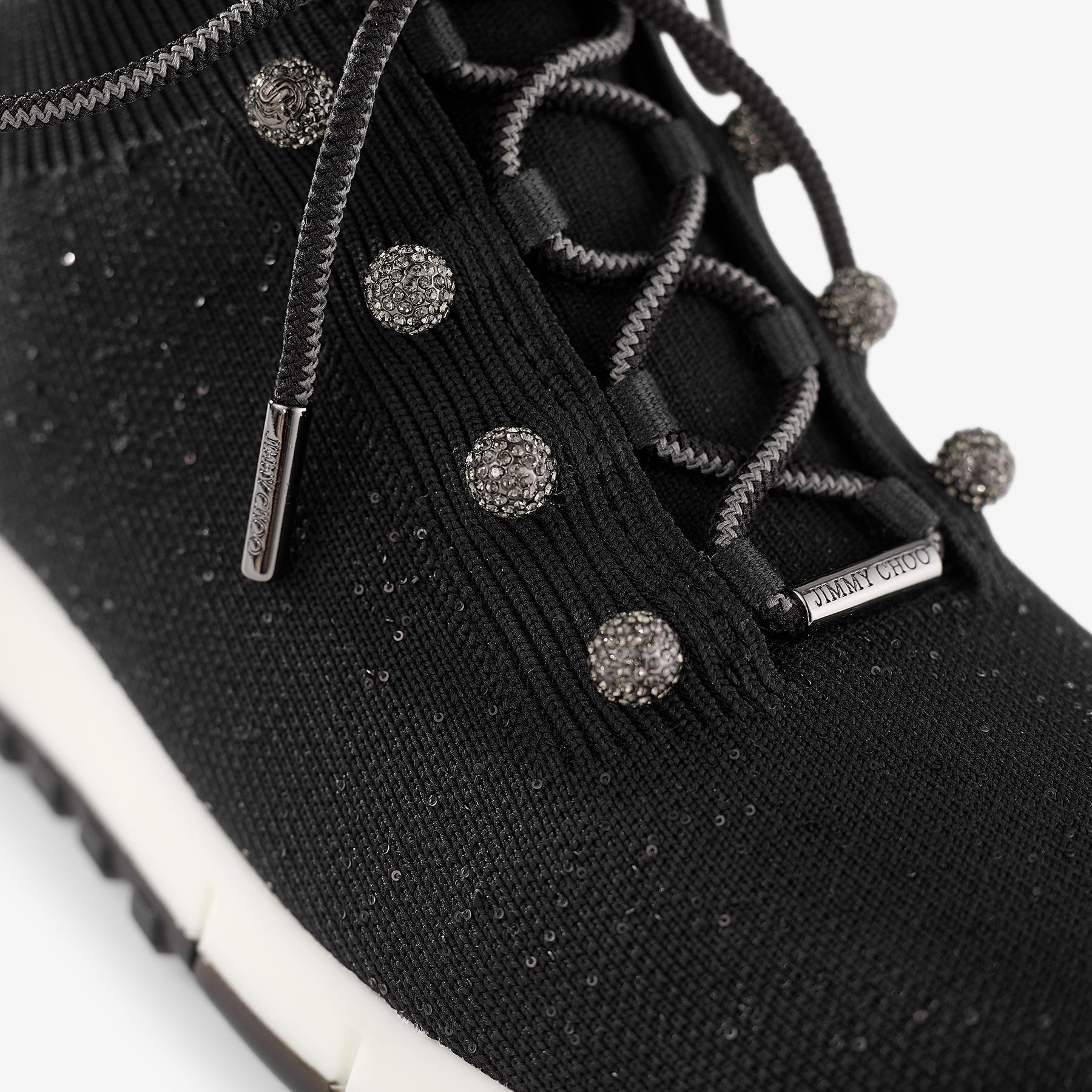 Veles Black Sequin Knit Trainers