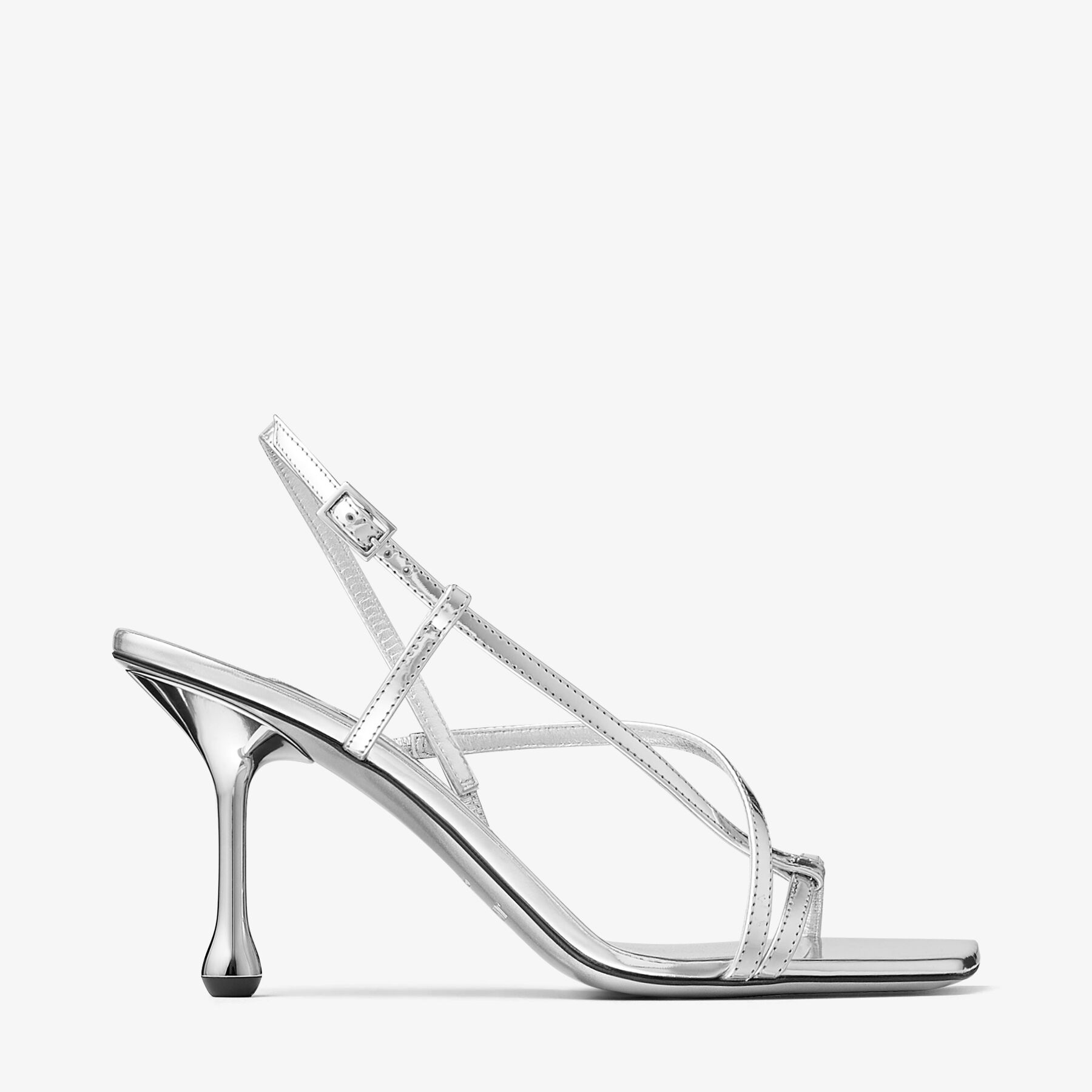 Etana 80 Silver Metallic Leather Sandals