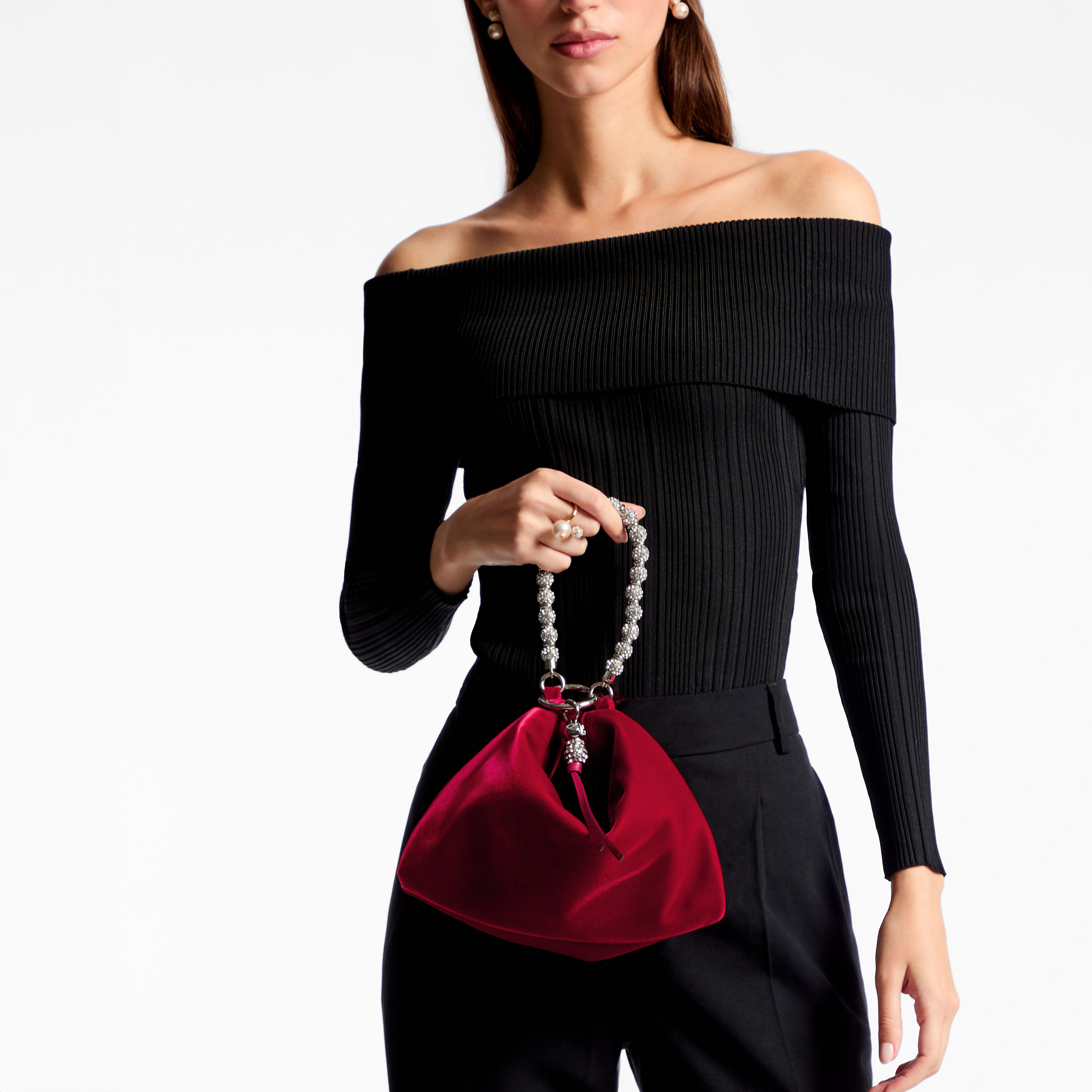 Callie Ruby Red Velvet Clutch Bag