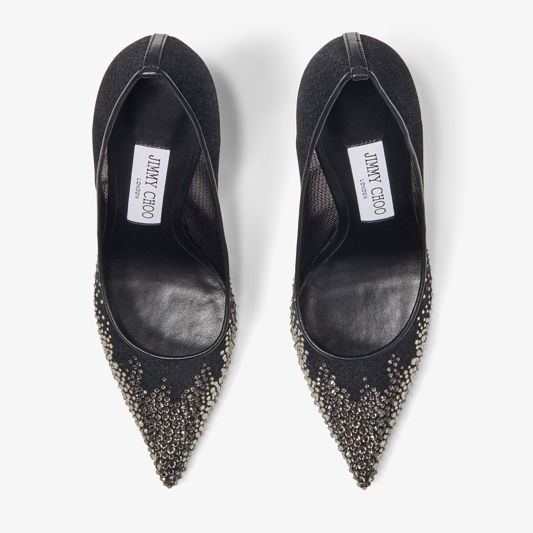 Love 85 Black Mesh Pumps with Dégradé Crystals