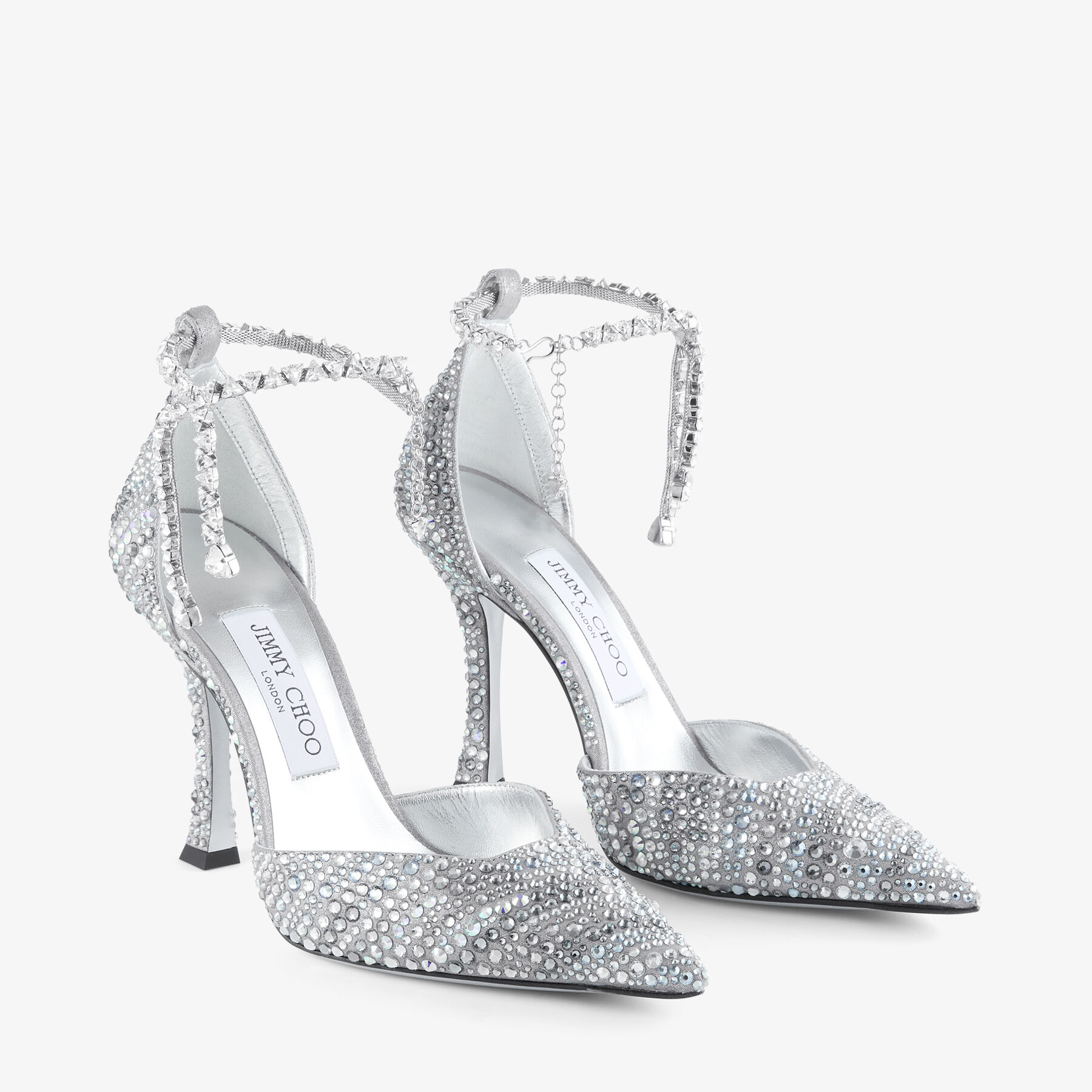 Stevie 100 Silver Shimmer Suede Crystal Pumps