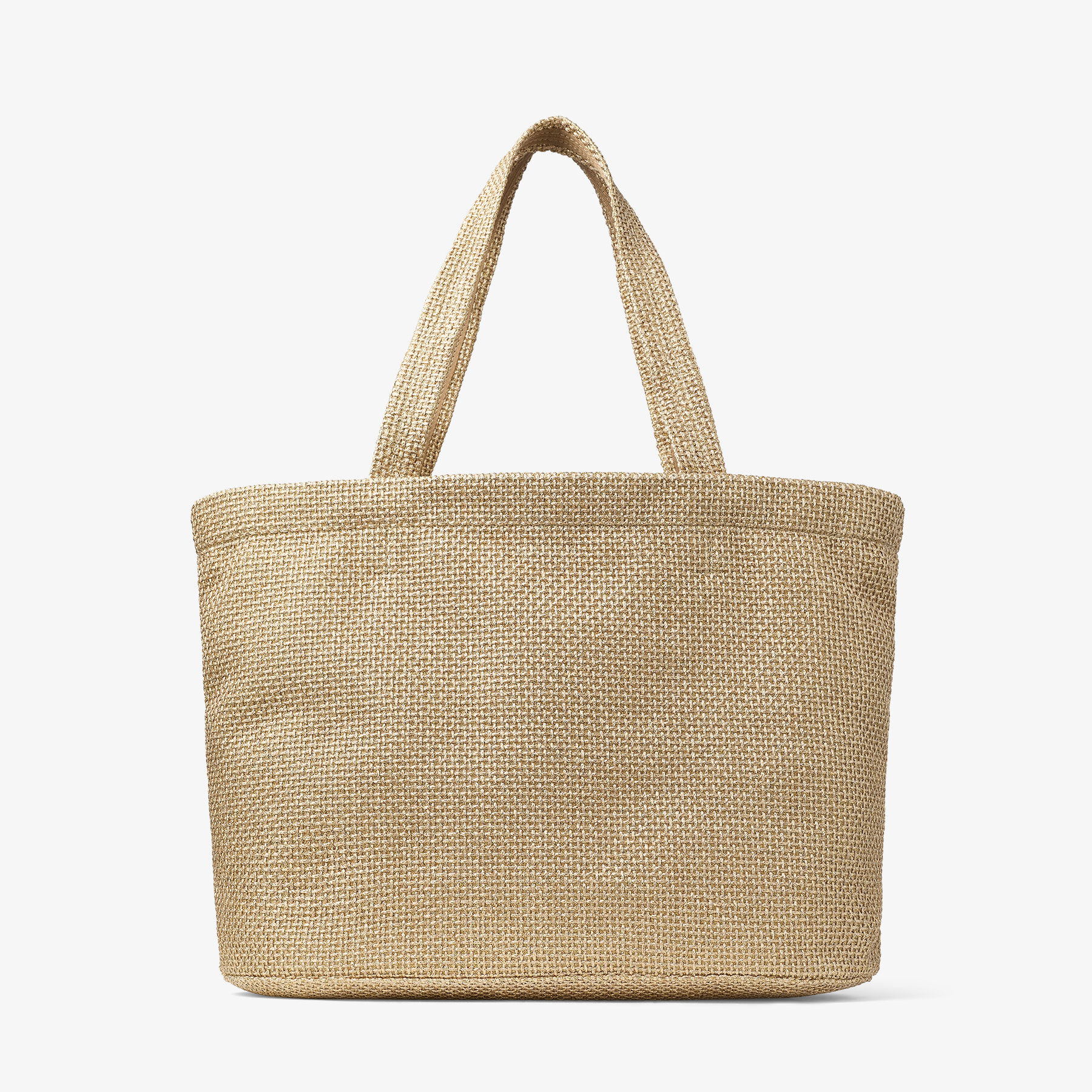 Beach Tote East-West Gold Metallic Raffia Tote Bag