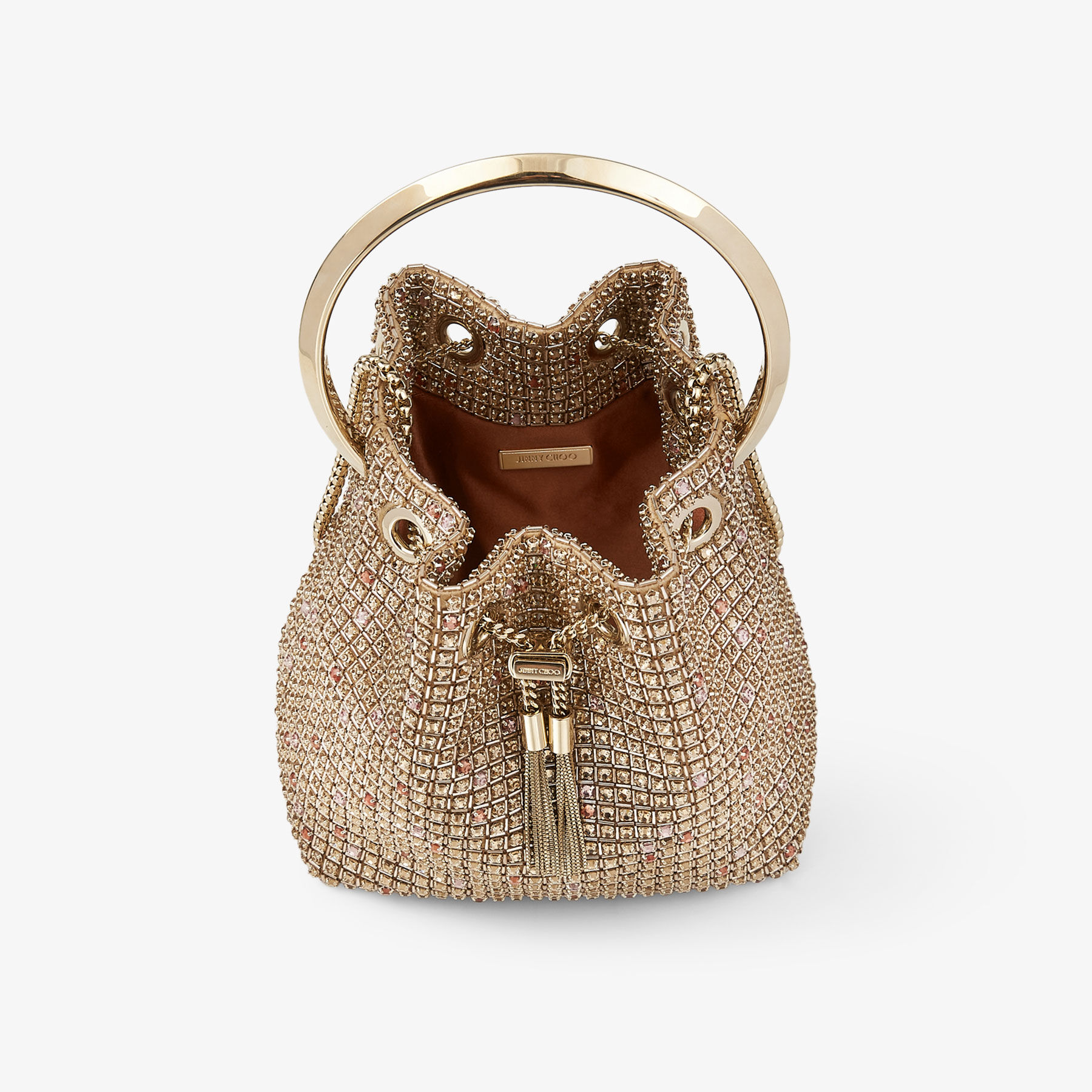 Bon Bon Gold Crystal Embroidered Satin Mini Bag