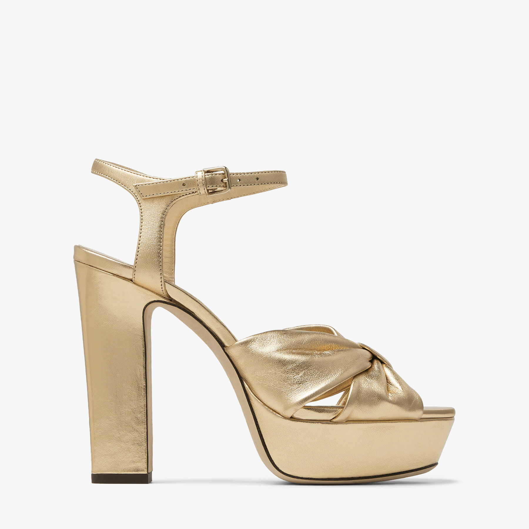 Heloise 120 Gold Metallic Nappa Leather Platform Sandals