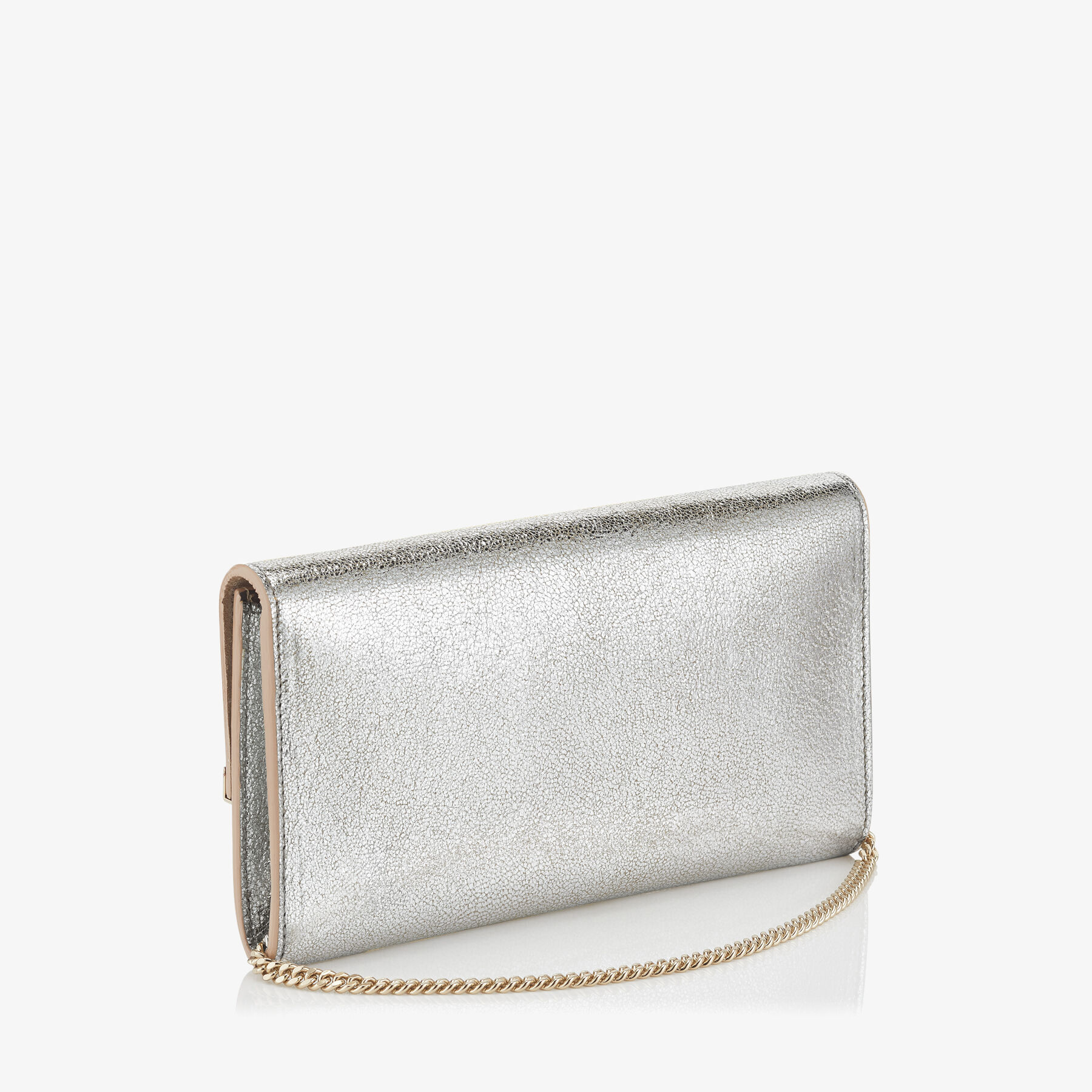Emmie Champagne Glitter Leather Clutch Bag
