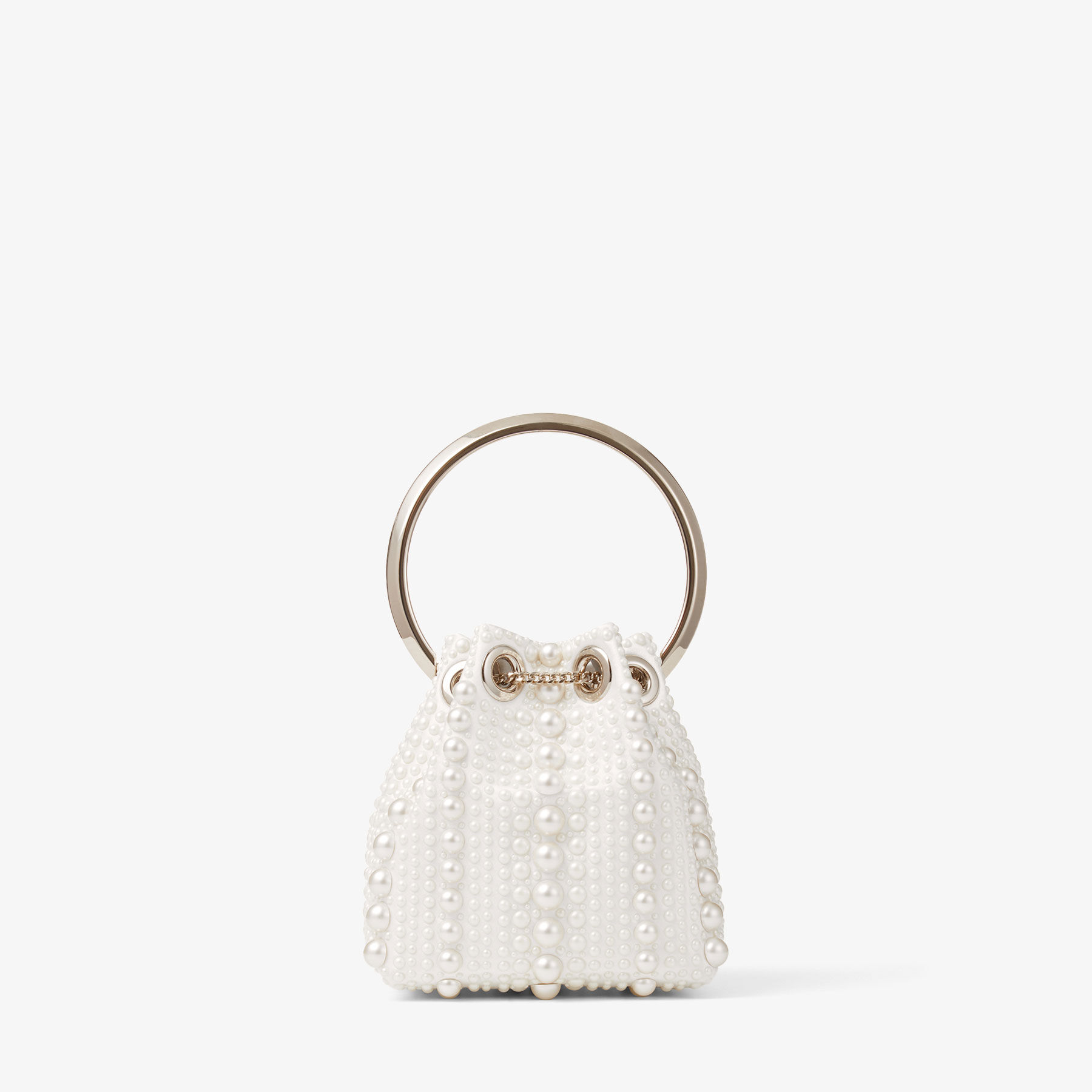 Micro Bon Bon Ivory Satin Mini Bag with All-Over Pearls