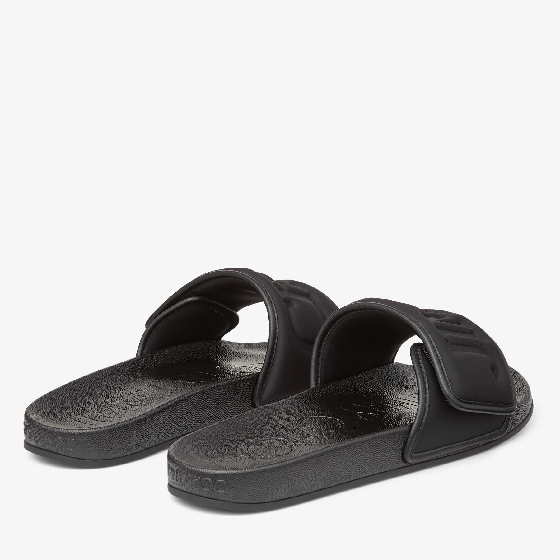 Fitz M Black Puffed Logo Lycra Slides