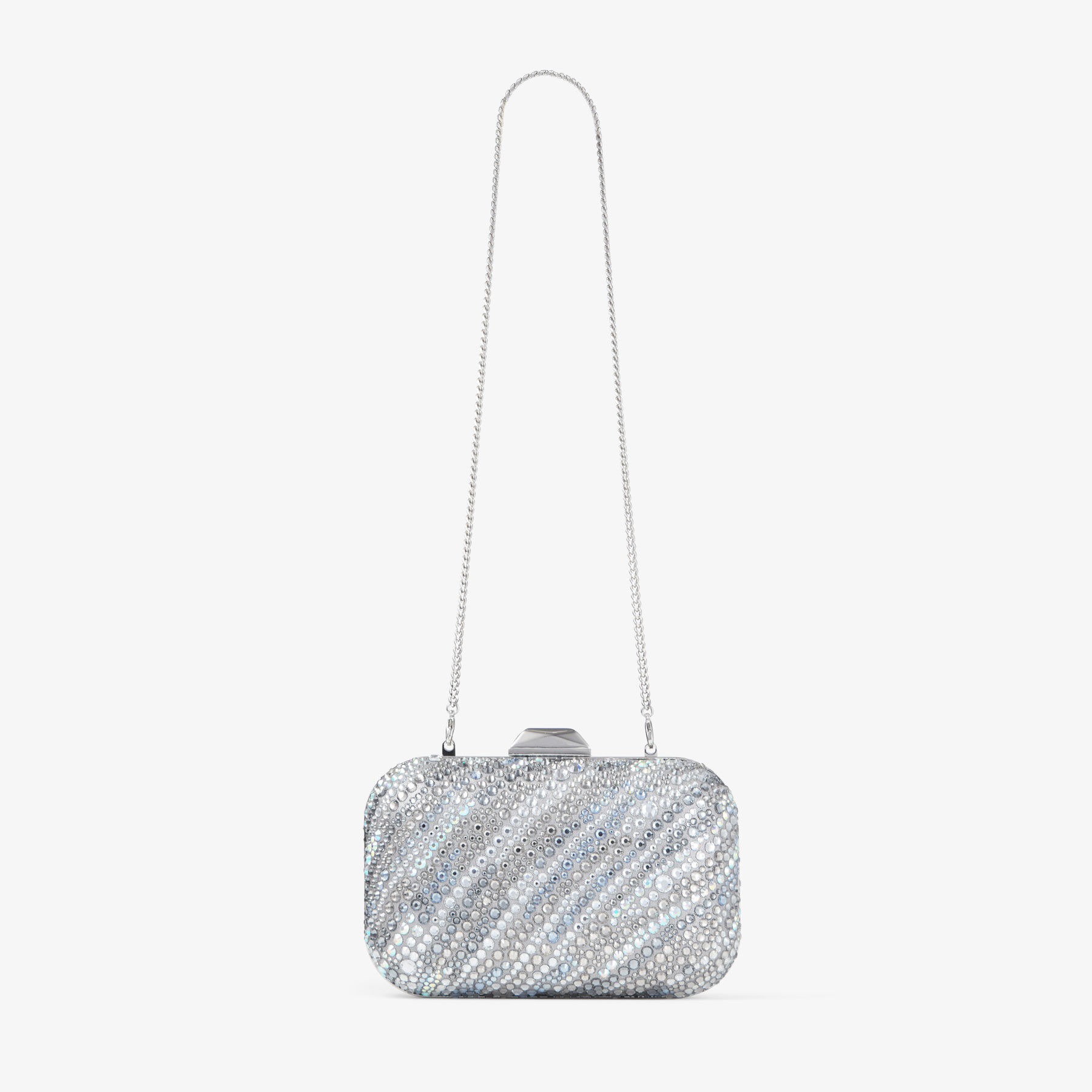 Cloud Silver Shimmer Suede Crystal Clutch Bag