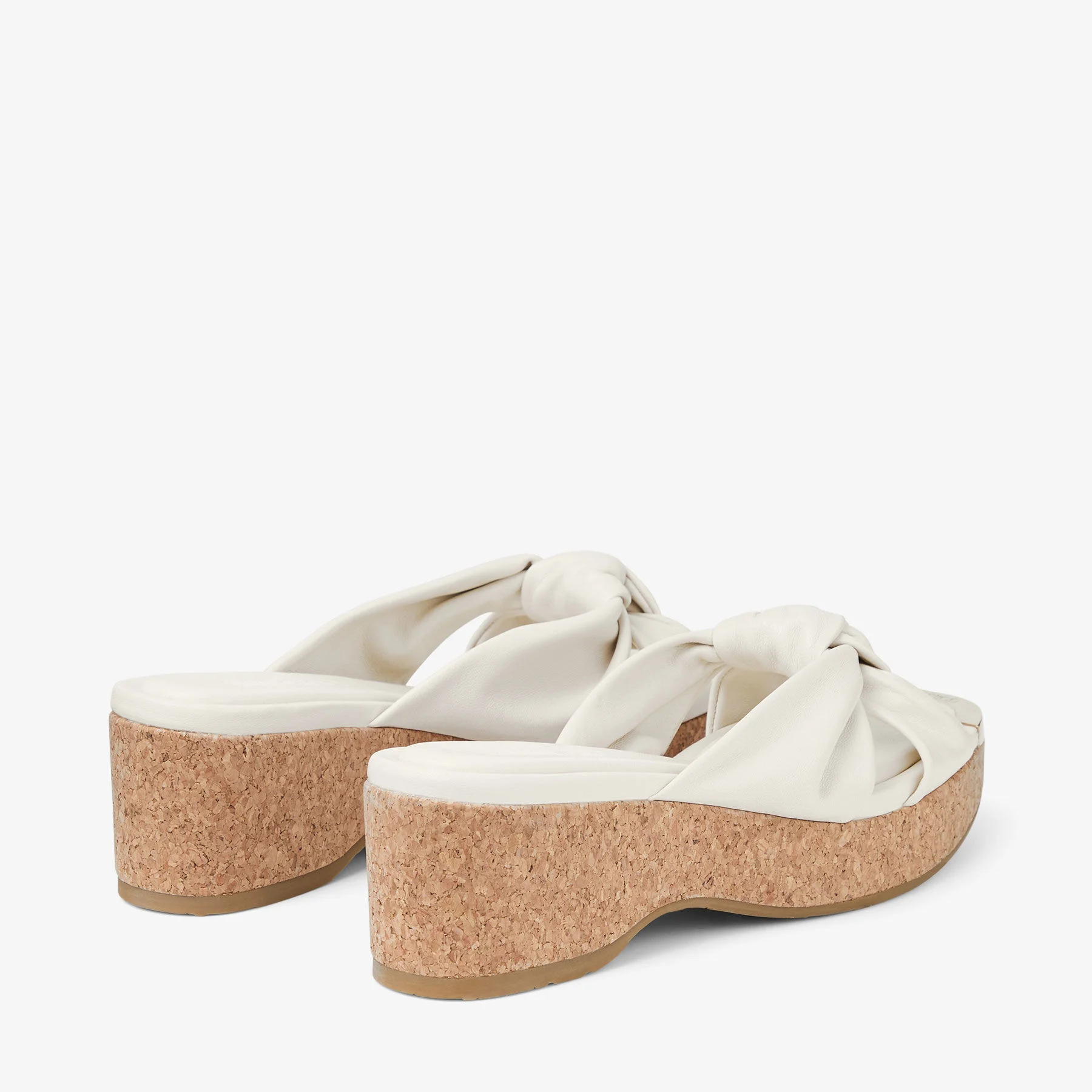 Avenue Wedge 50 Latte Nappa Leather Wedge Mules