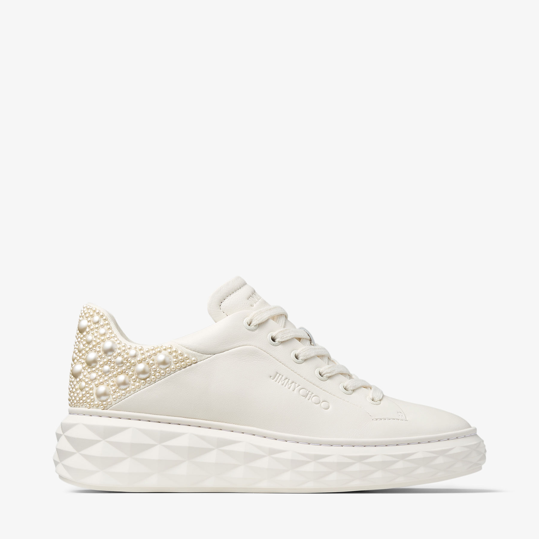 Diamond Maxi F II Latte Nappa Leather Pearl Trainers
