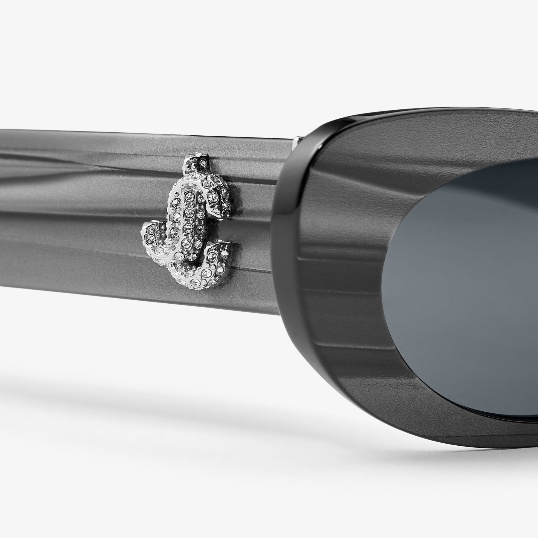 Danny Black Striped Oval Sunglasses