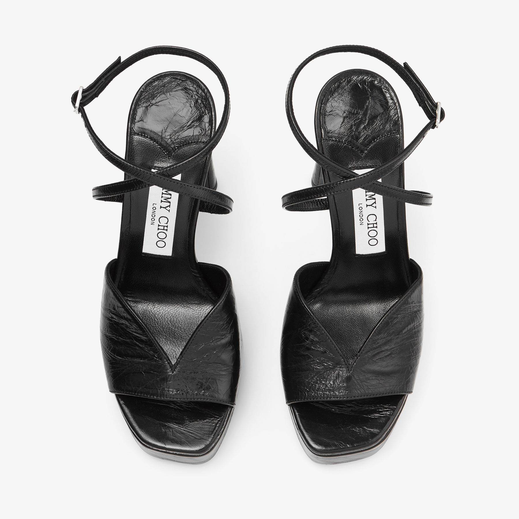 Karli Platform 125 Black Metallic Leather Platform Sandals