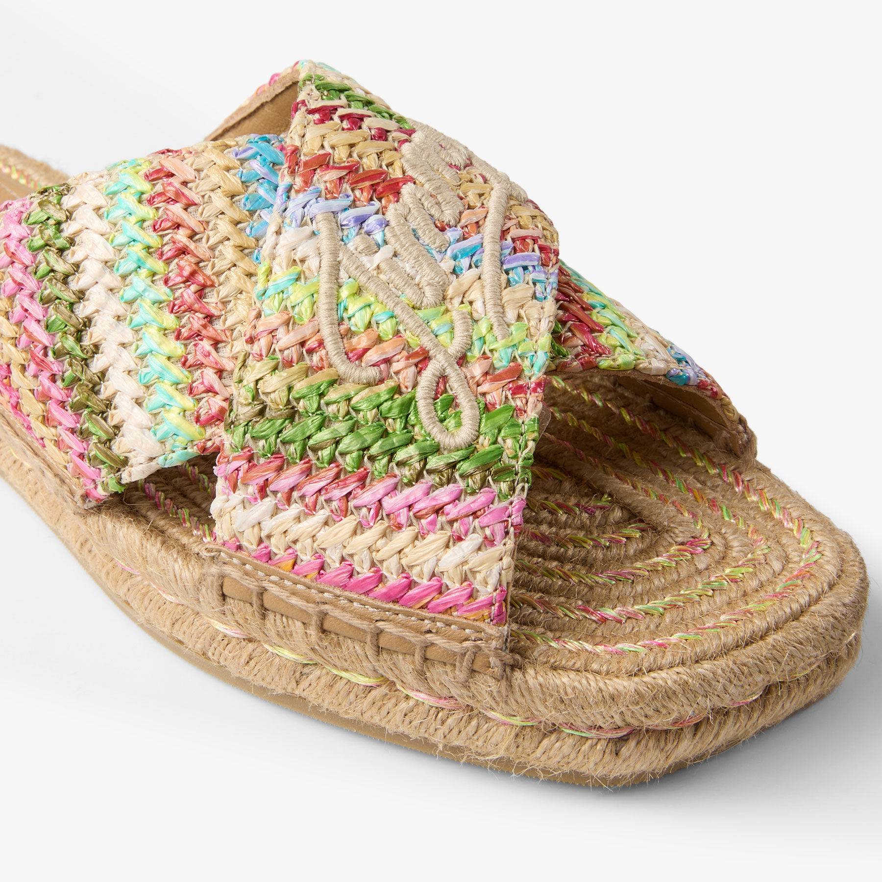 Aciel Sandal Flat Ecru Striped Raffia Sandals
