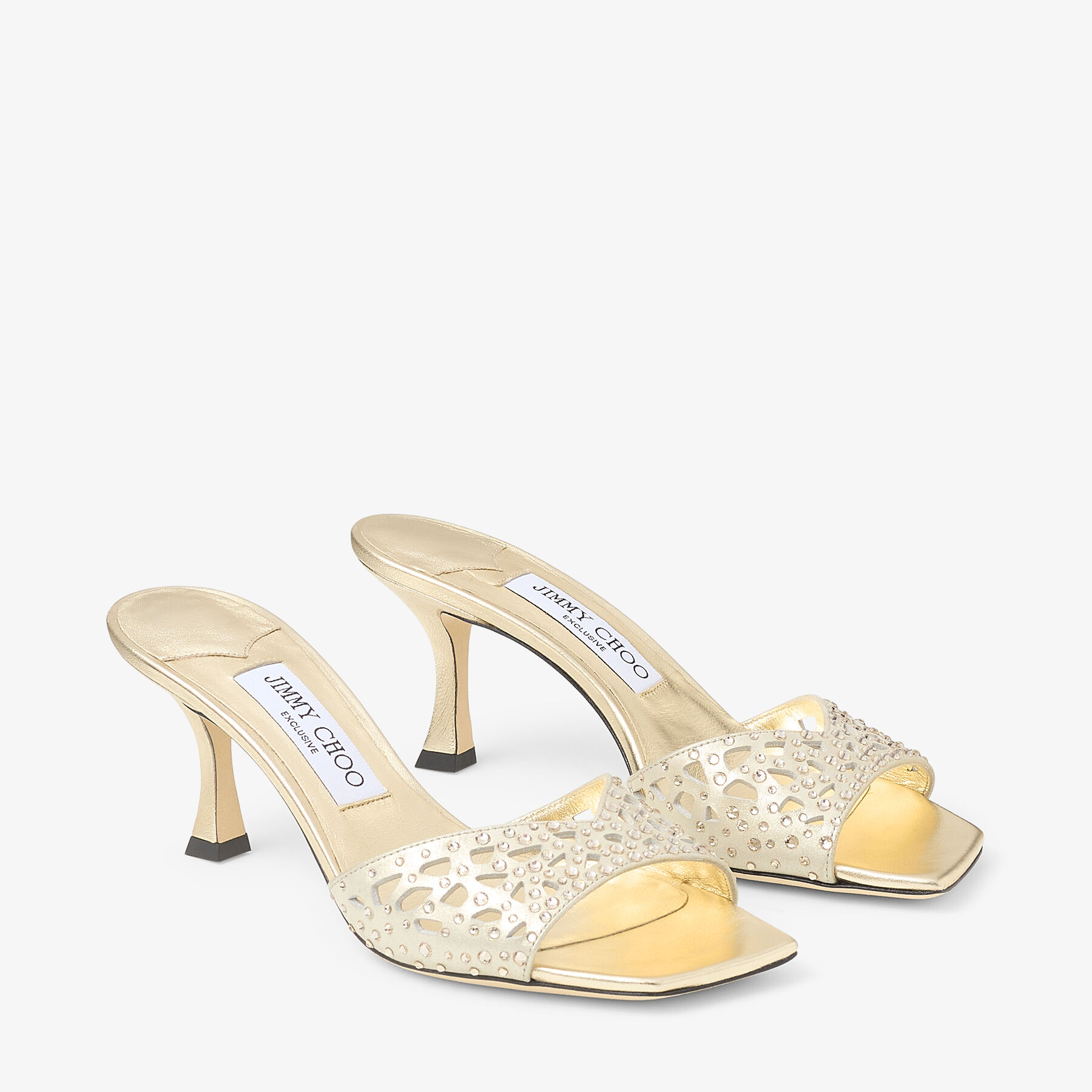 Skye 70 Gold Shimmer Suede Crystal Sandals