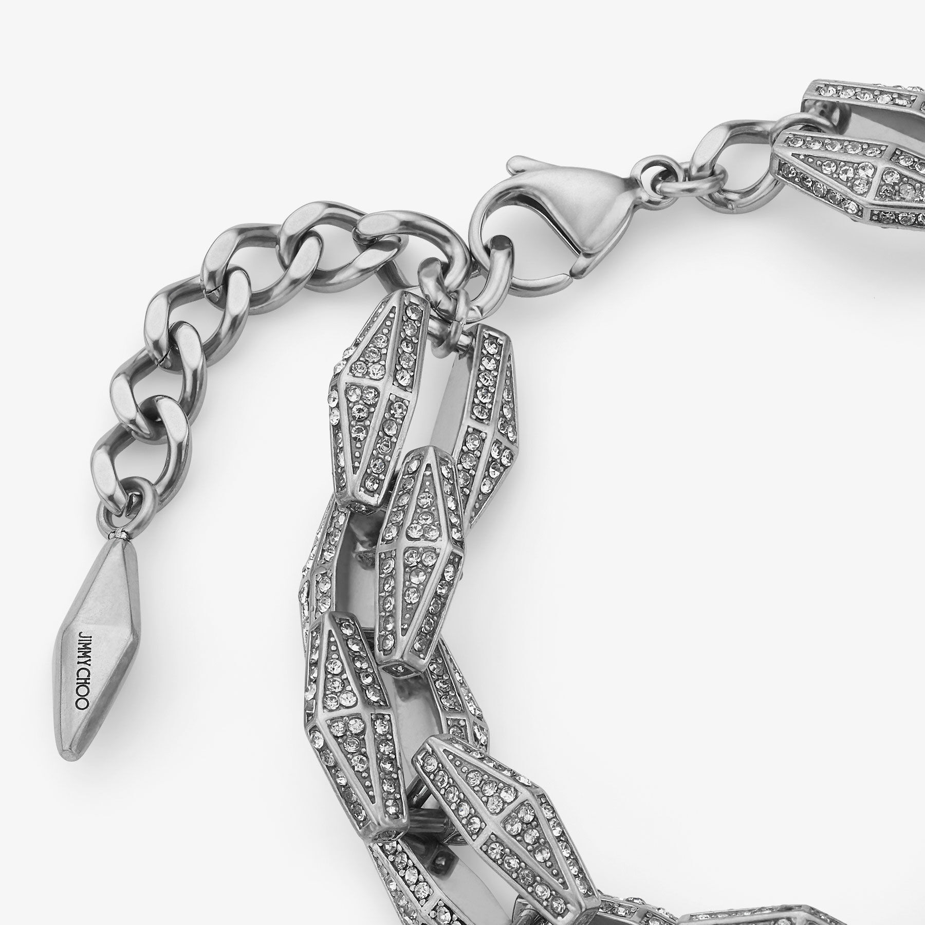 Diamond Chain Bracelet Silver-Finish Chain Bracelet with Pave Crystals
