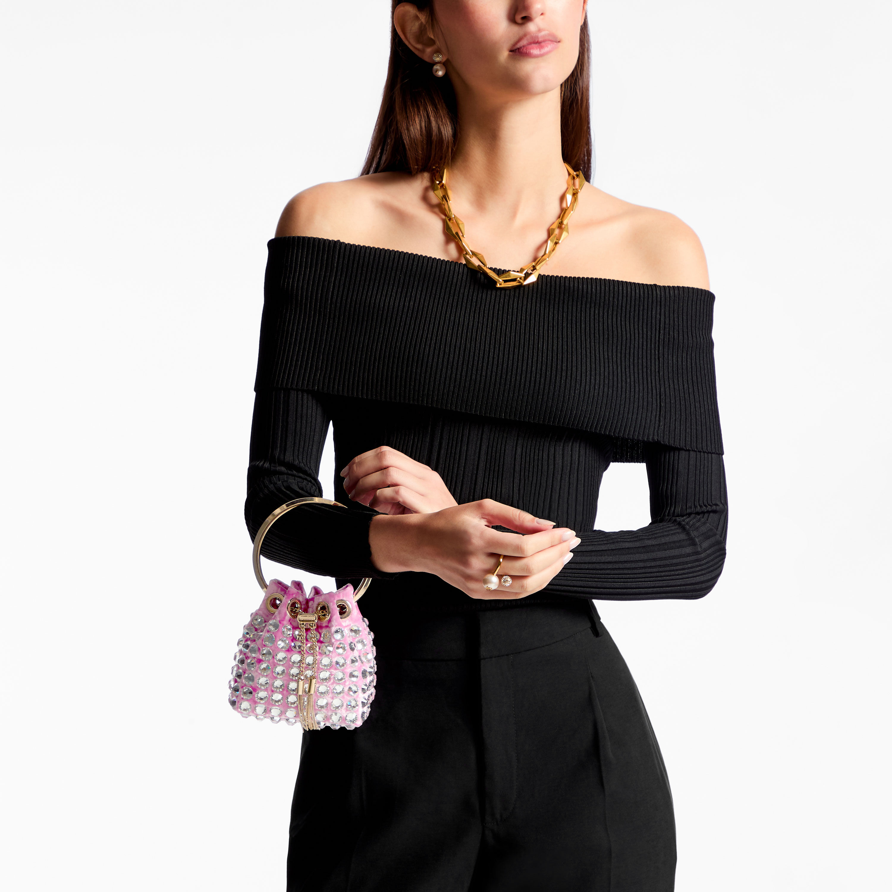 Micro Bon Bon Magenta Crushed Velvet Mini Bag