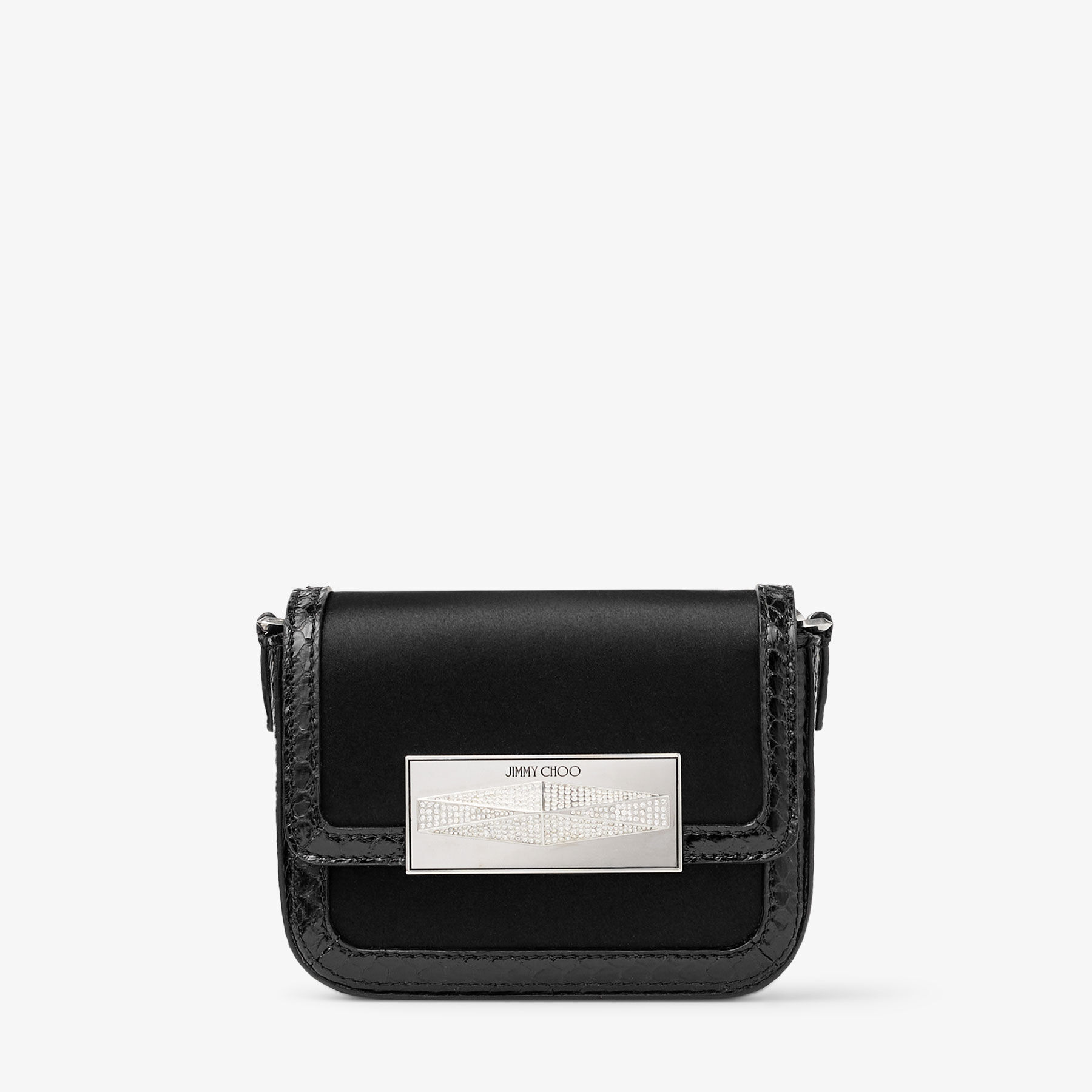 Mini Diamond Top Handle Black Satin Mini Bag