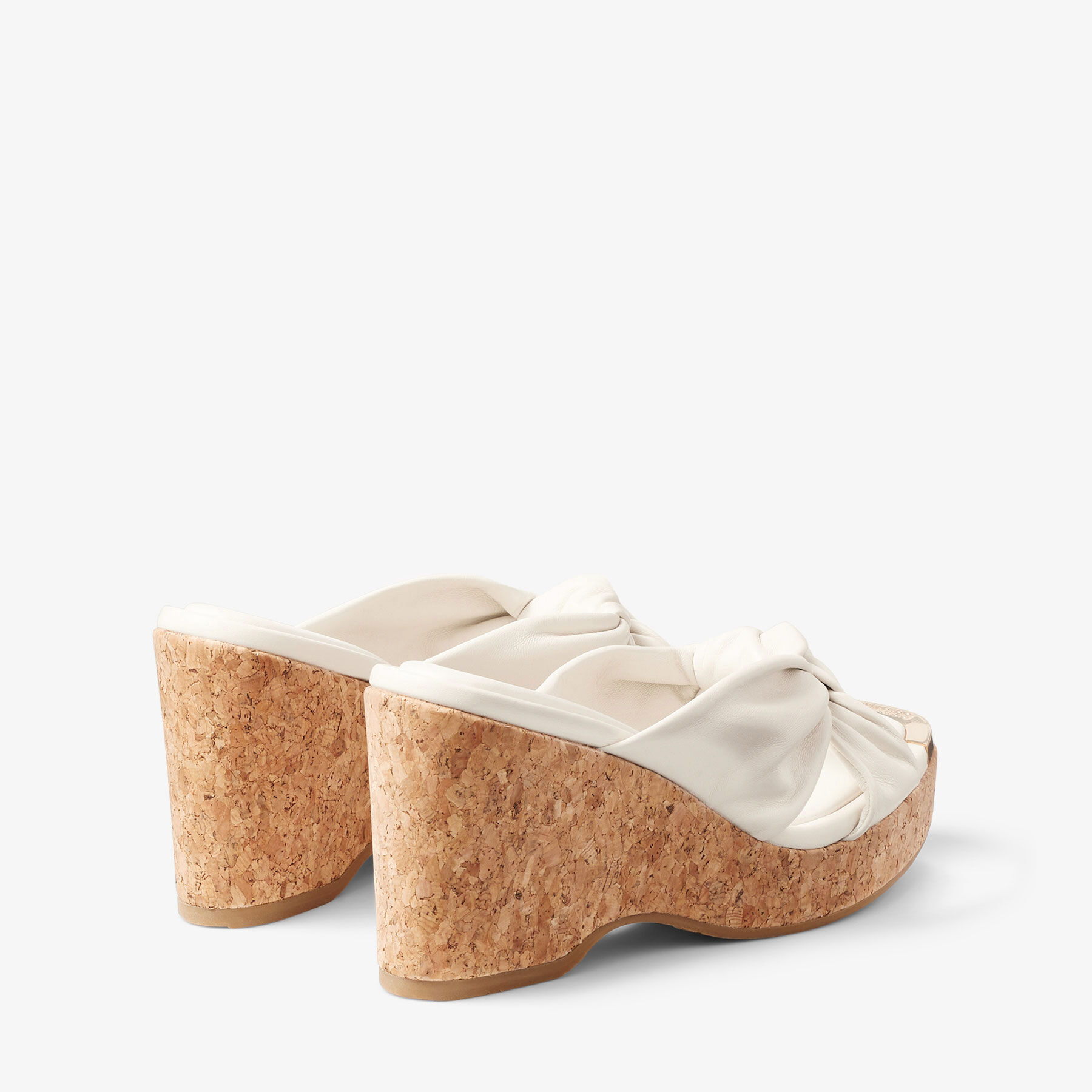 Avenue Wedge 110 Latte Nappa Leather Wedge Mules