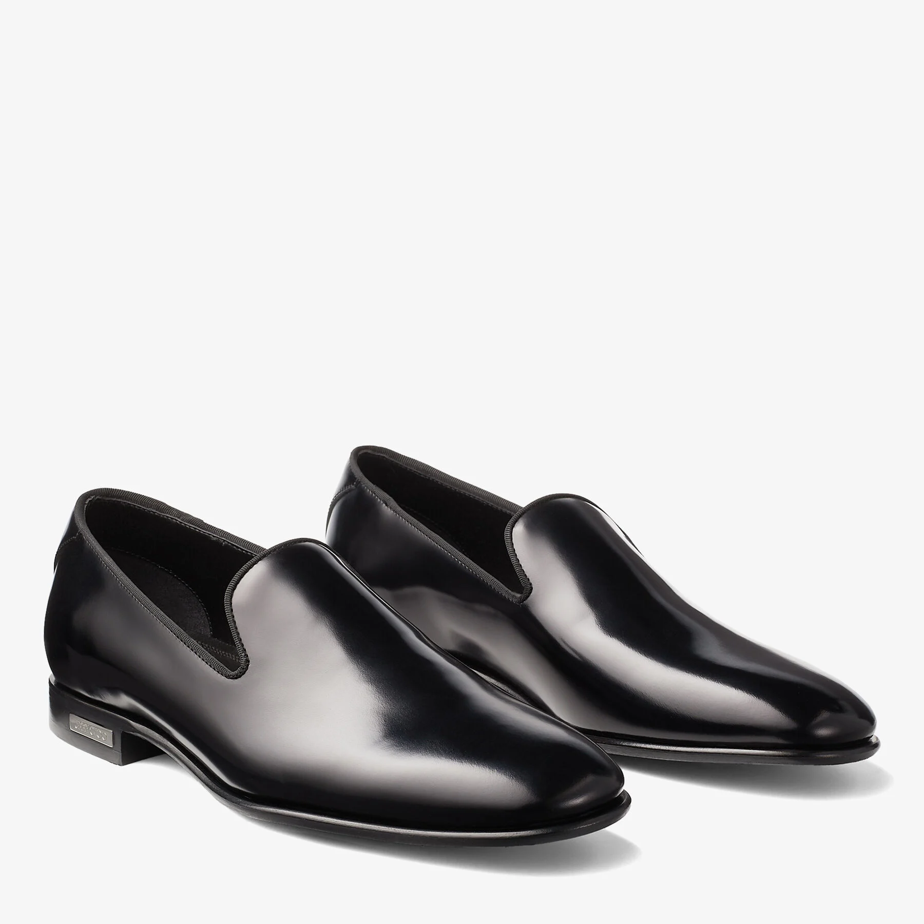 Thame Black Shiny Calf Leather Slipper