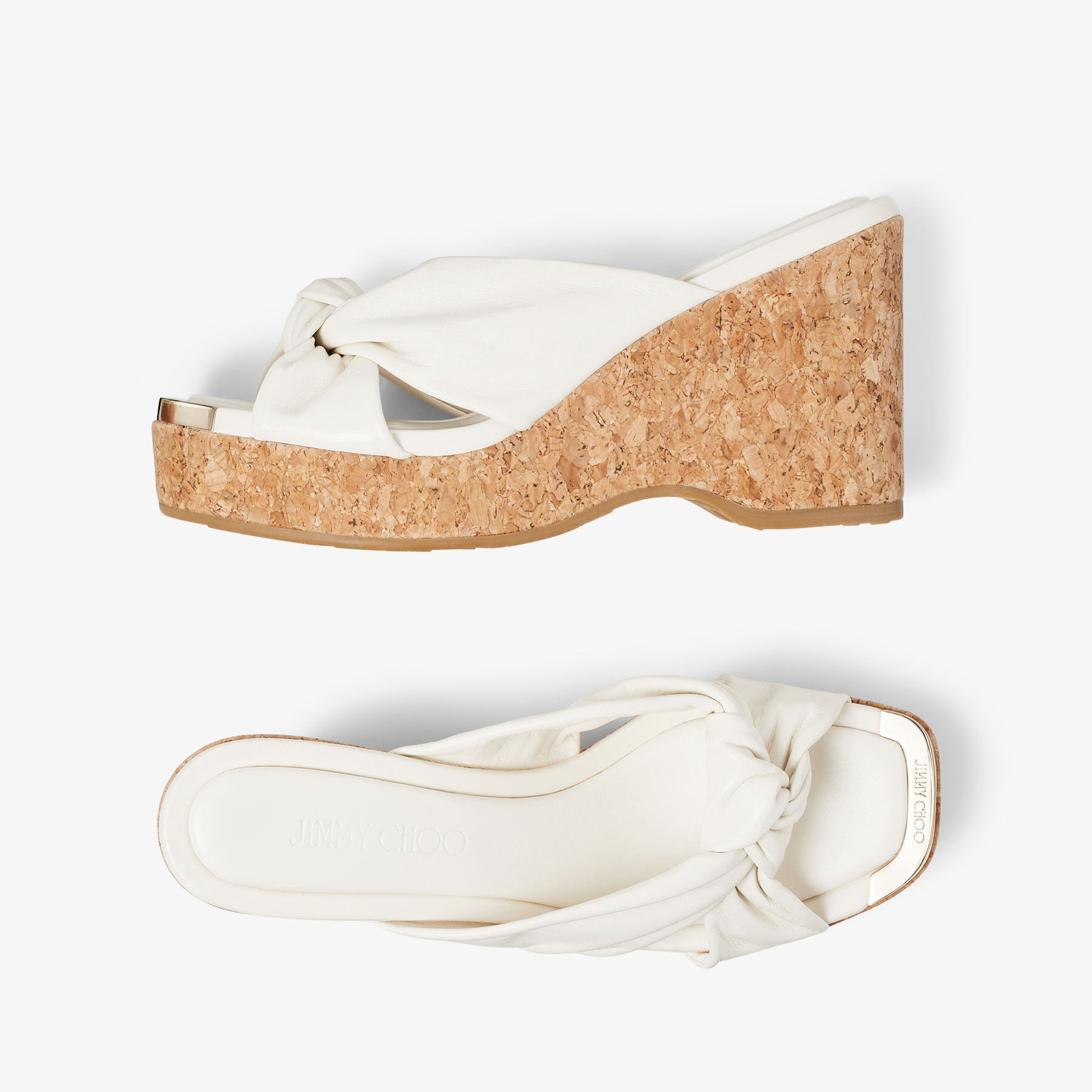 Avenue Wedge 110 Latte Nappa Leather Wedge Mules