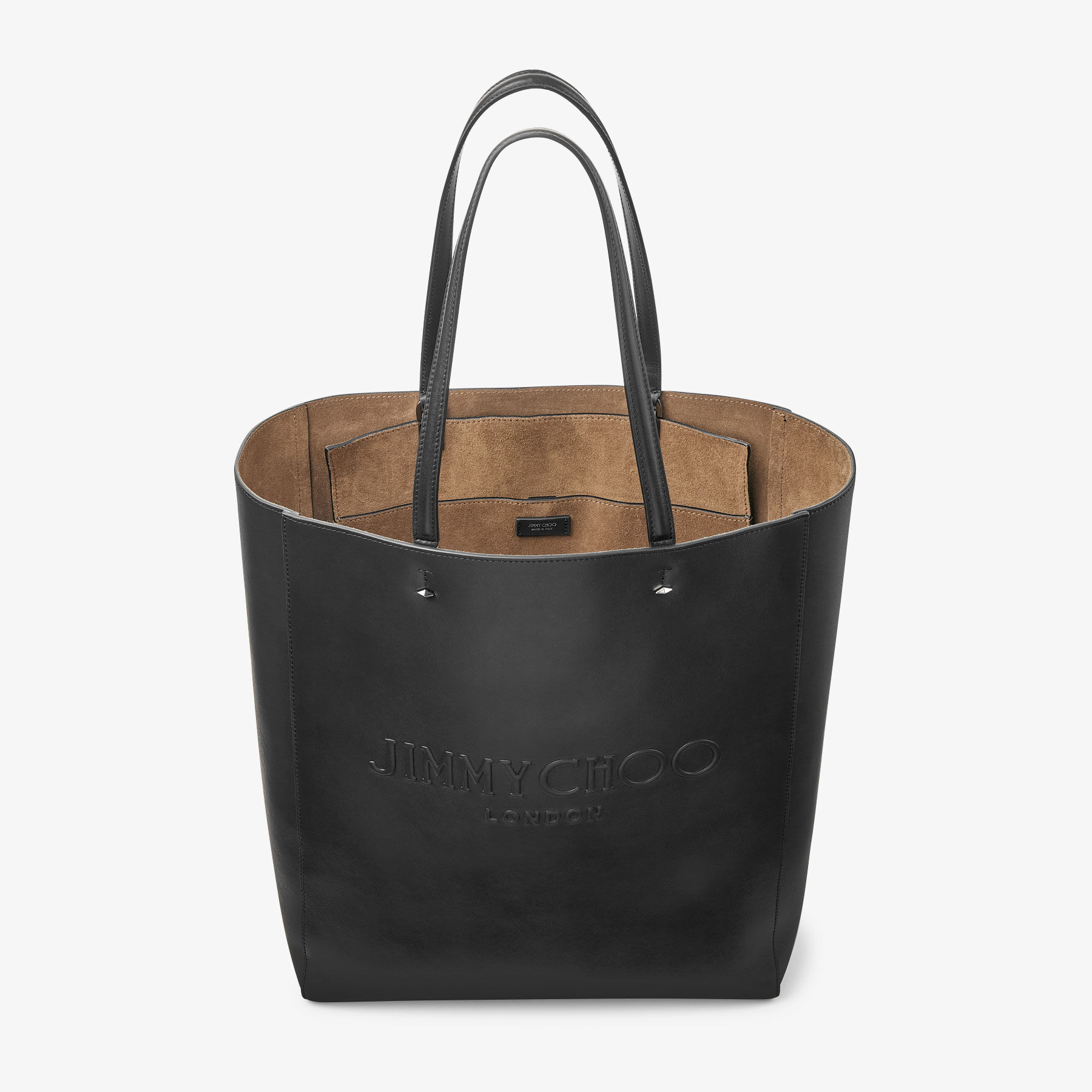 Lenny North-South L Black/Gunmetal Leather Tote Bag