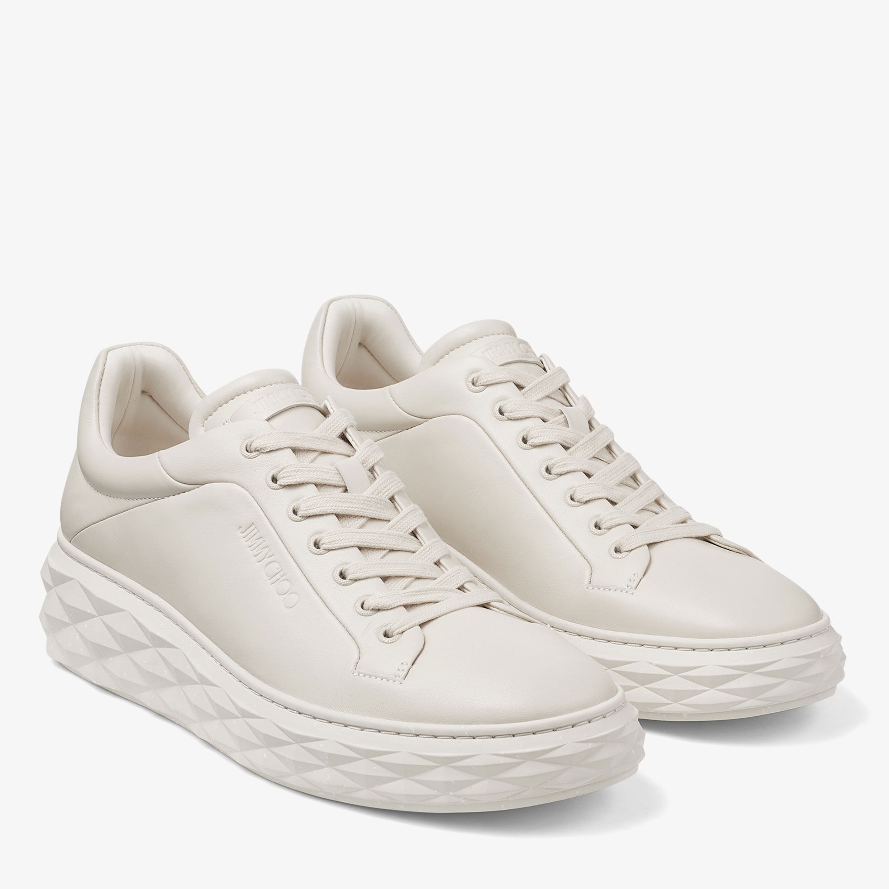 Diamond Maxi M II Chalk Nappa Leather Platform Trainers