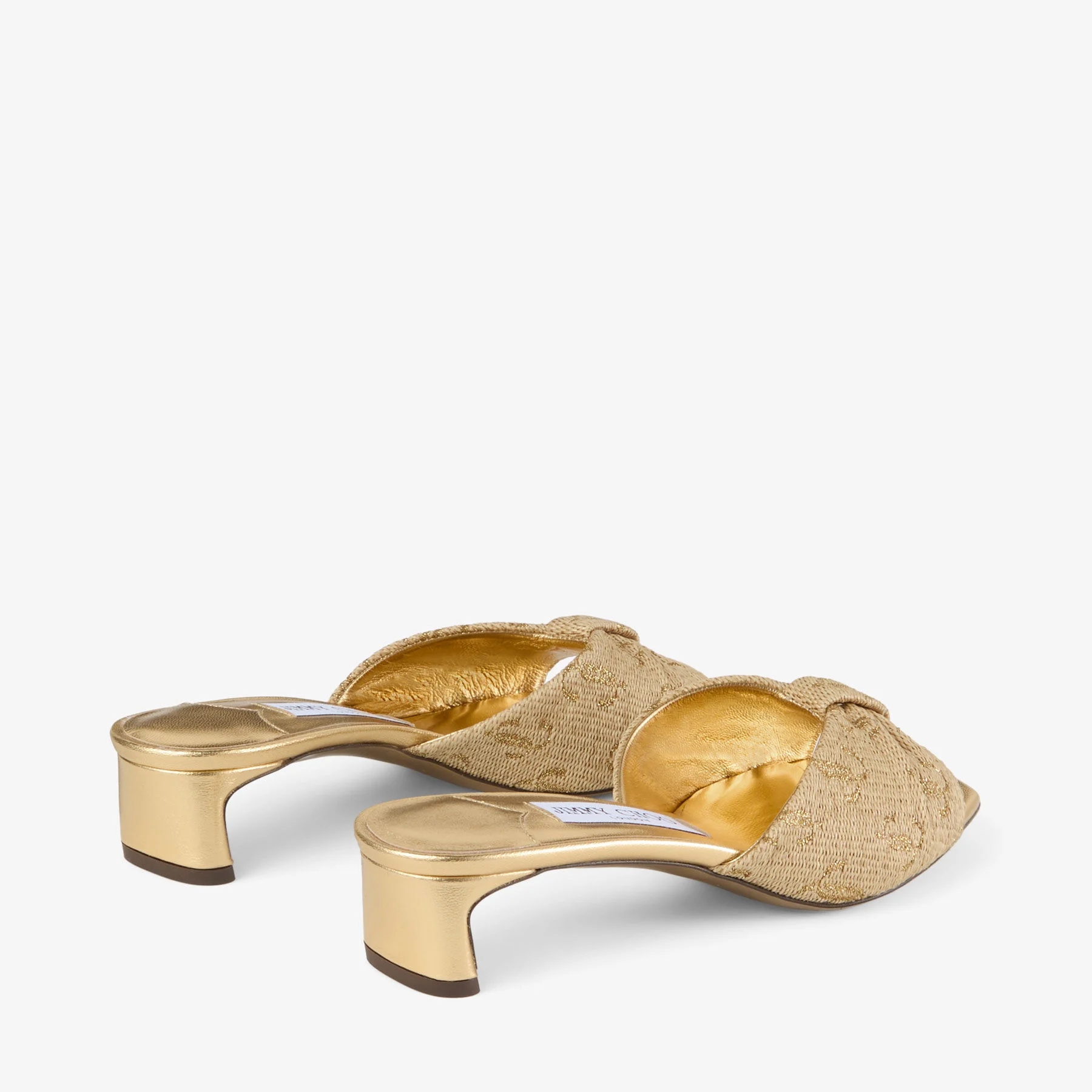 Annika Mule 35 Gold Raffia & Metallic Nappa Sandals