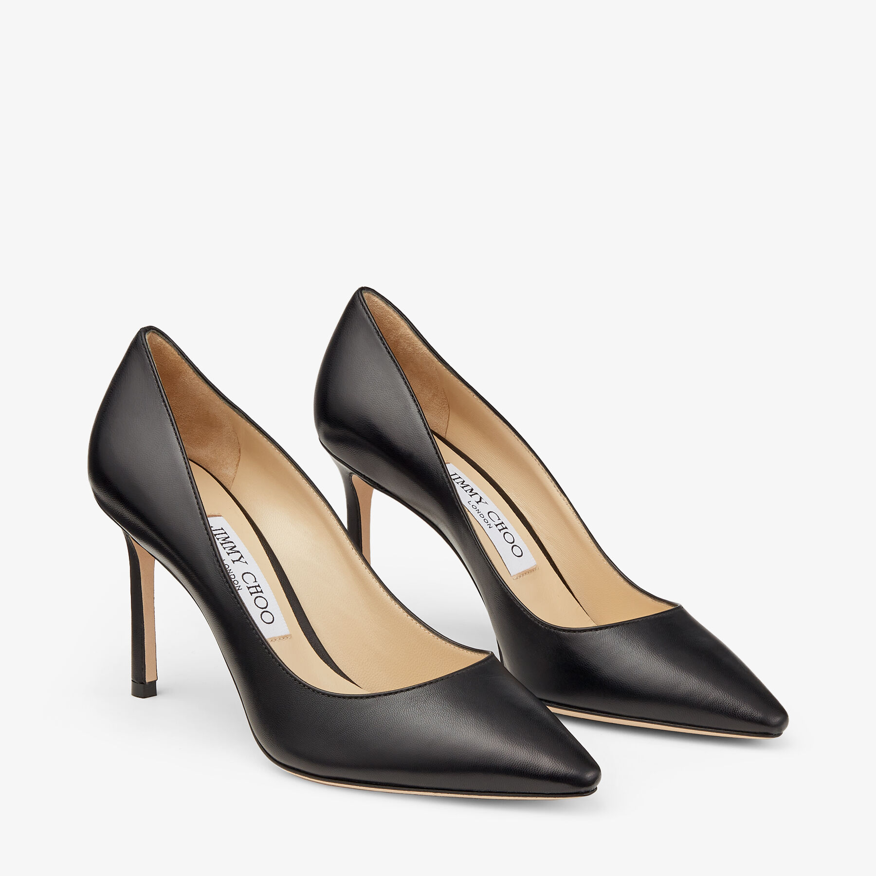 Romy 85 Black Kid Leather Pointy Toe Pumps