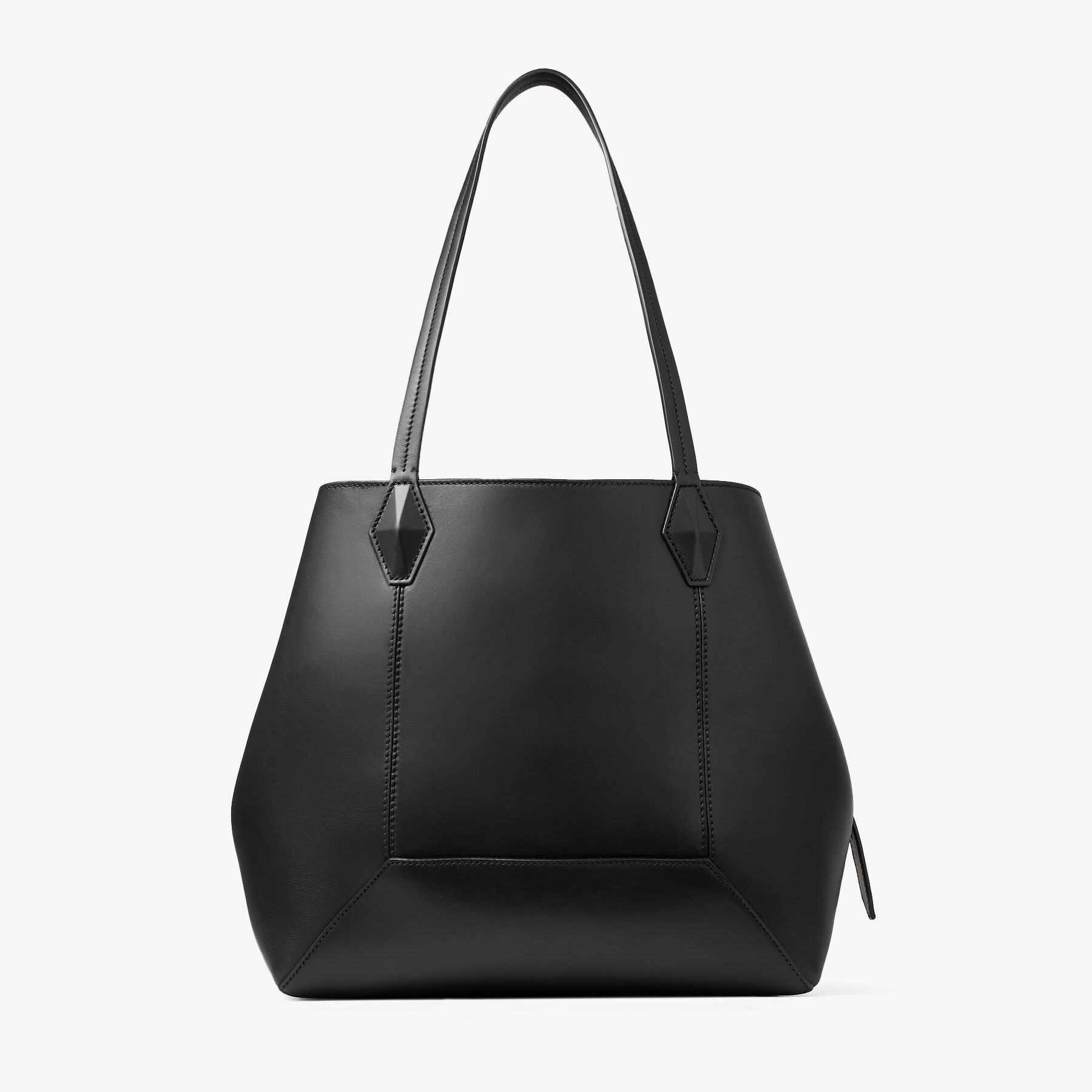 Diamond Tote M Black Calf Leather Tote Bag