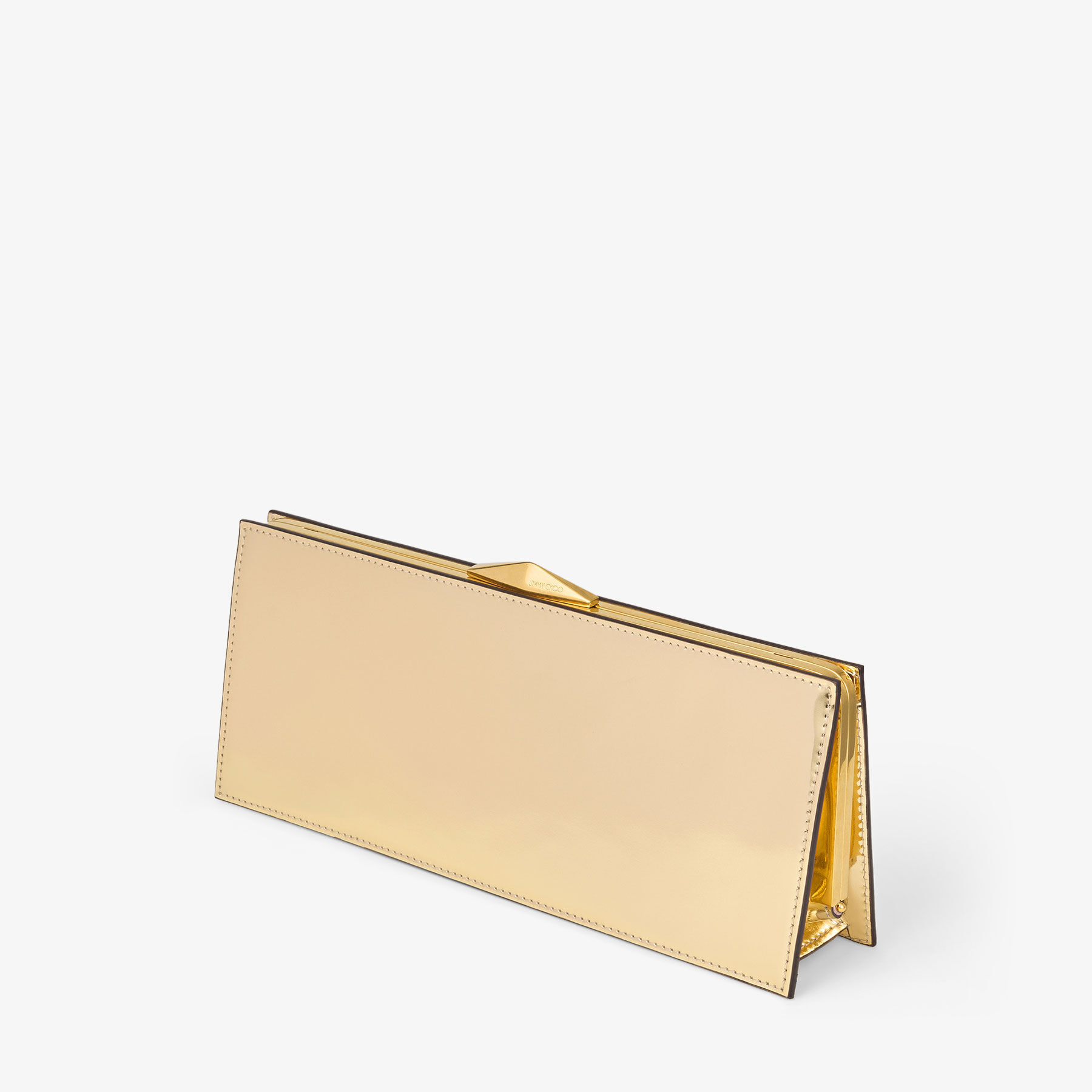 Diamond Cocktail Gold Mirror Leather Clutch