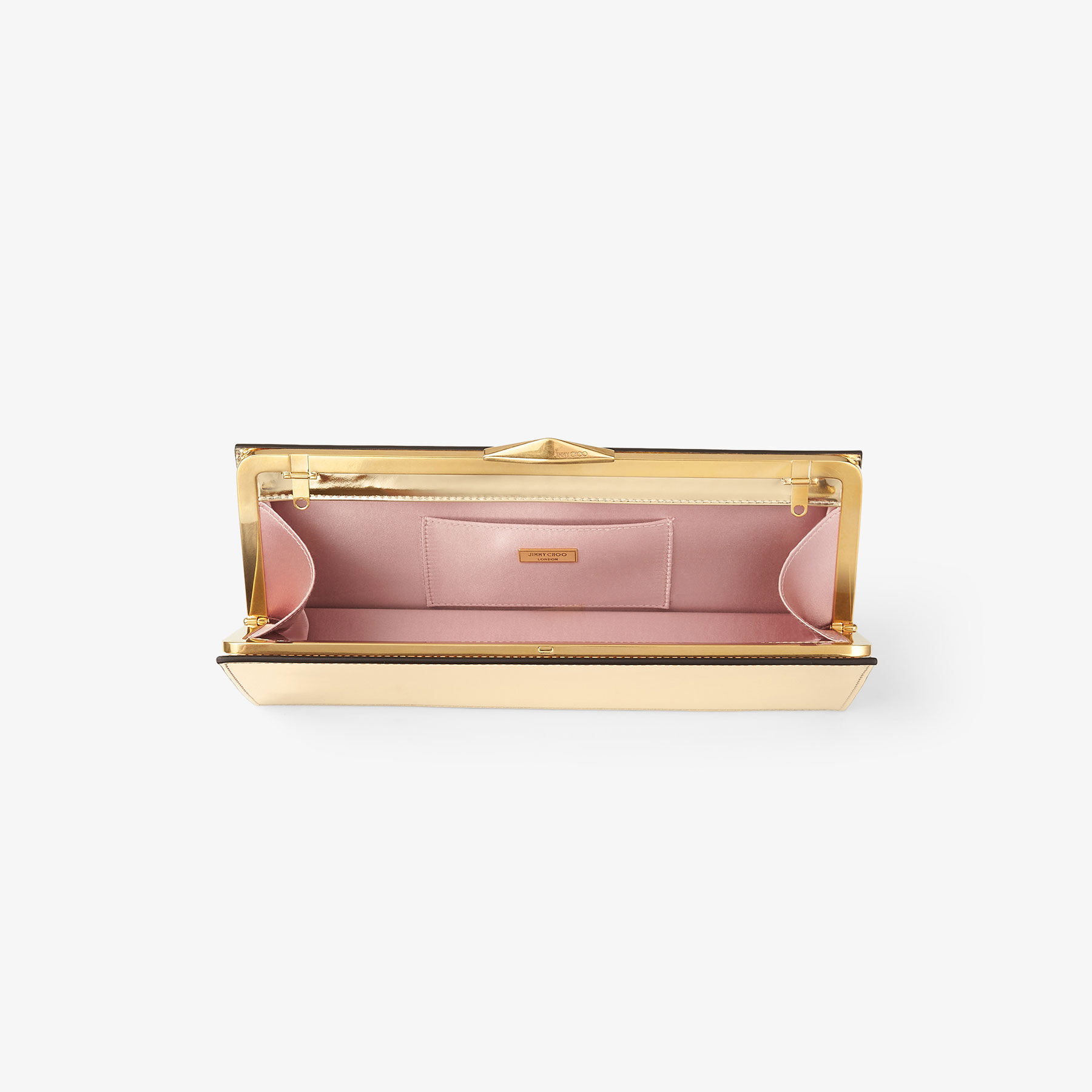 Diamond Cocktail Gold Mirror Leather Clutch