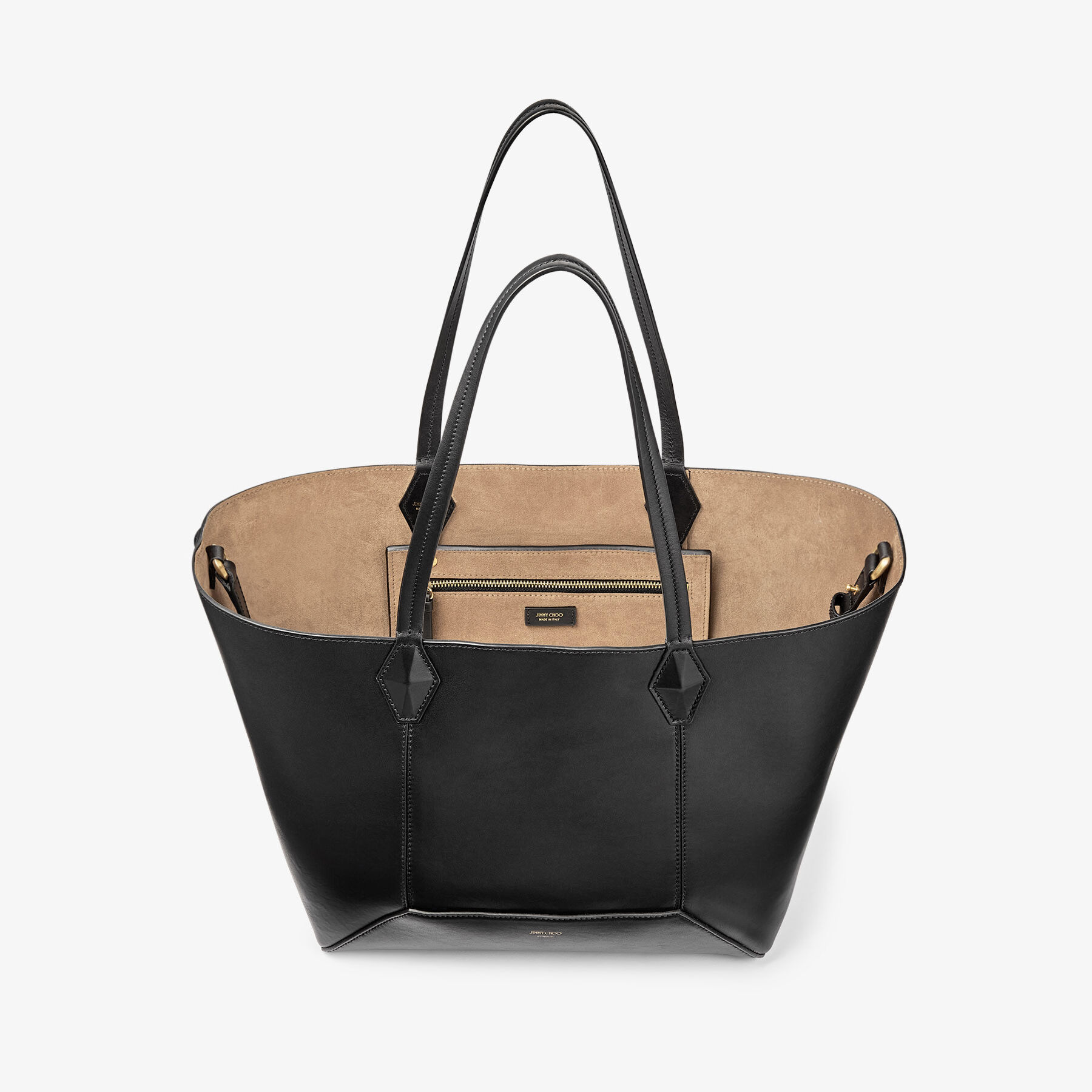 Diamond Tote M Black Calf Leather Tote Bag