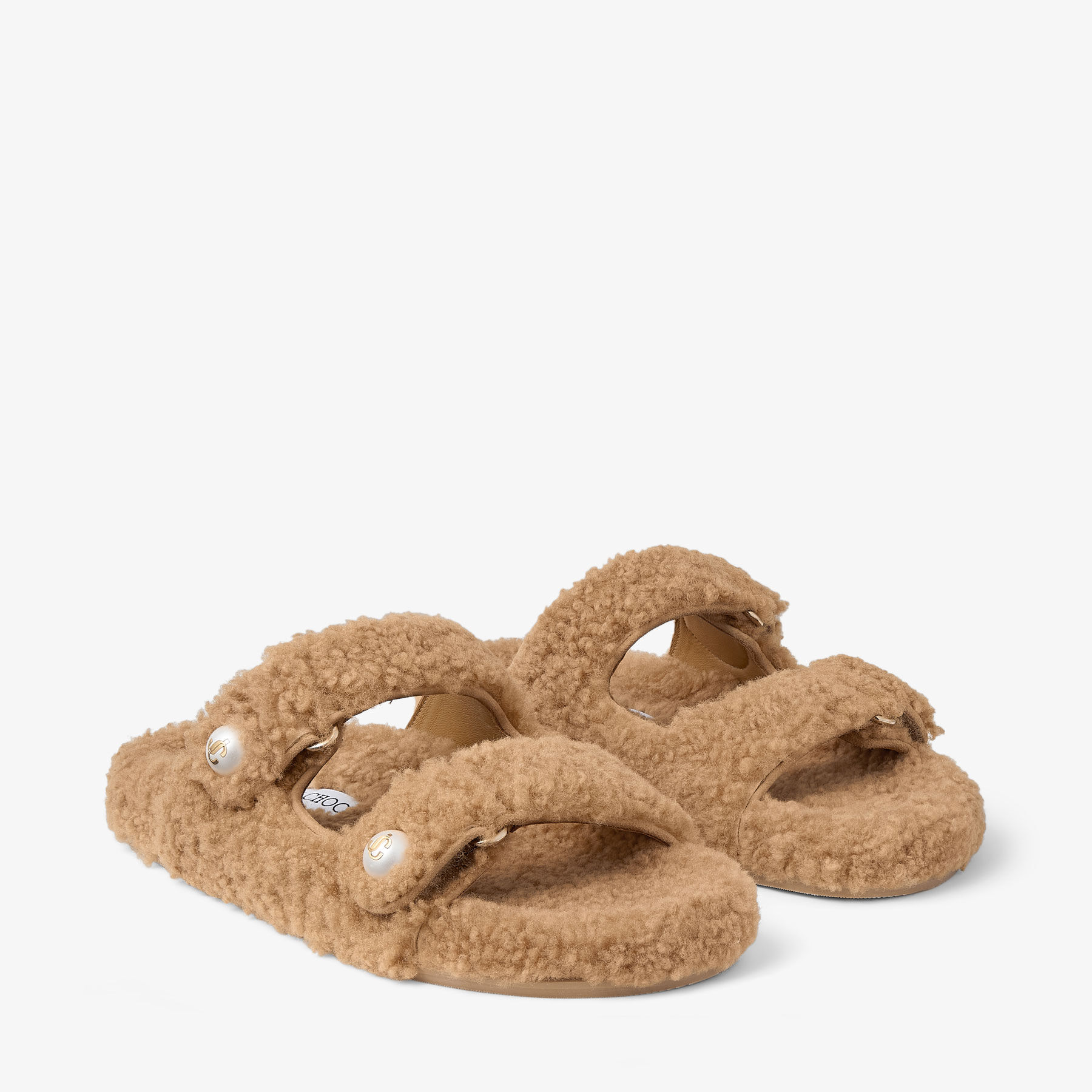 Fayence Sandal Rattan Curly Shearling Sandals