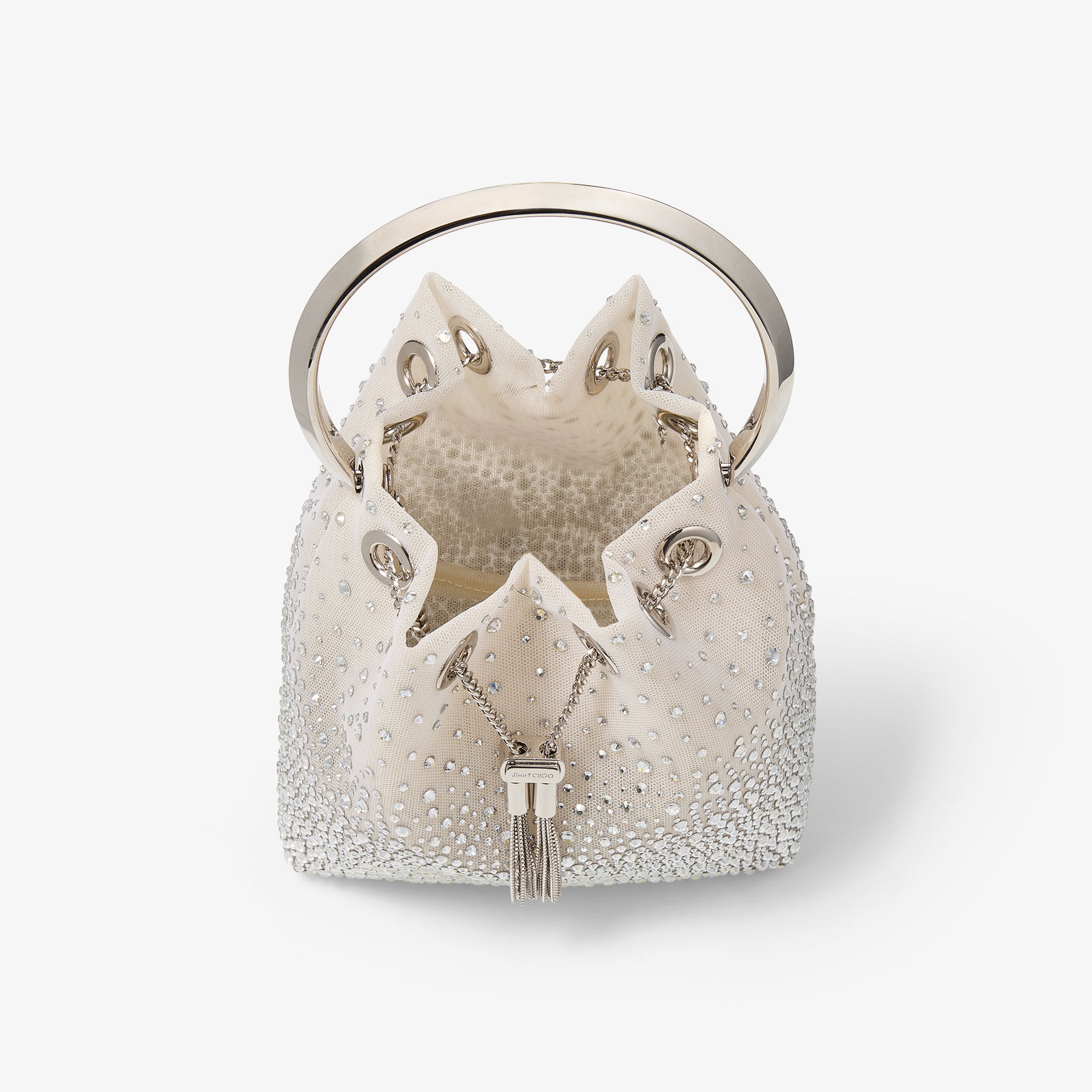 Bon Bon White Crystal Mesh Handbag