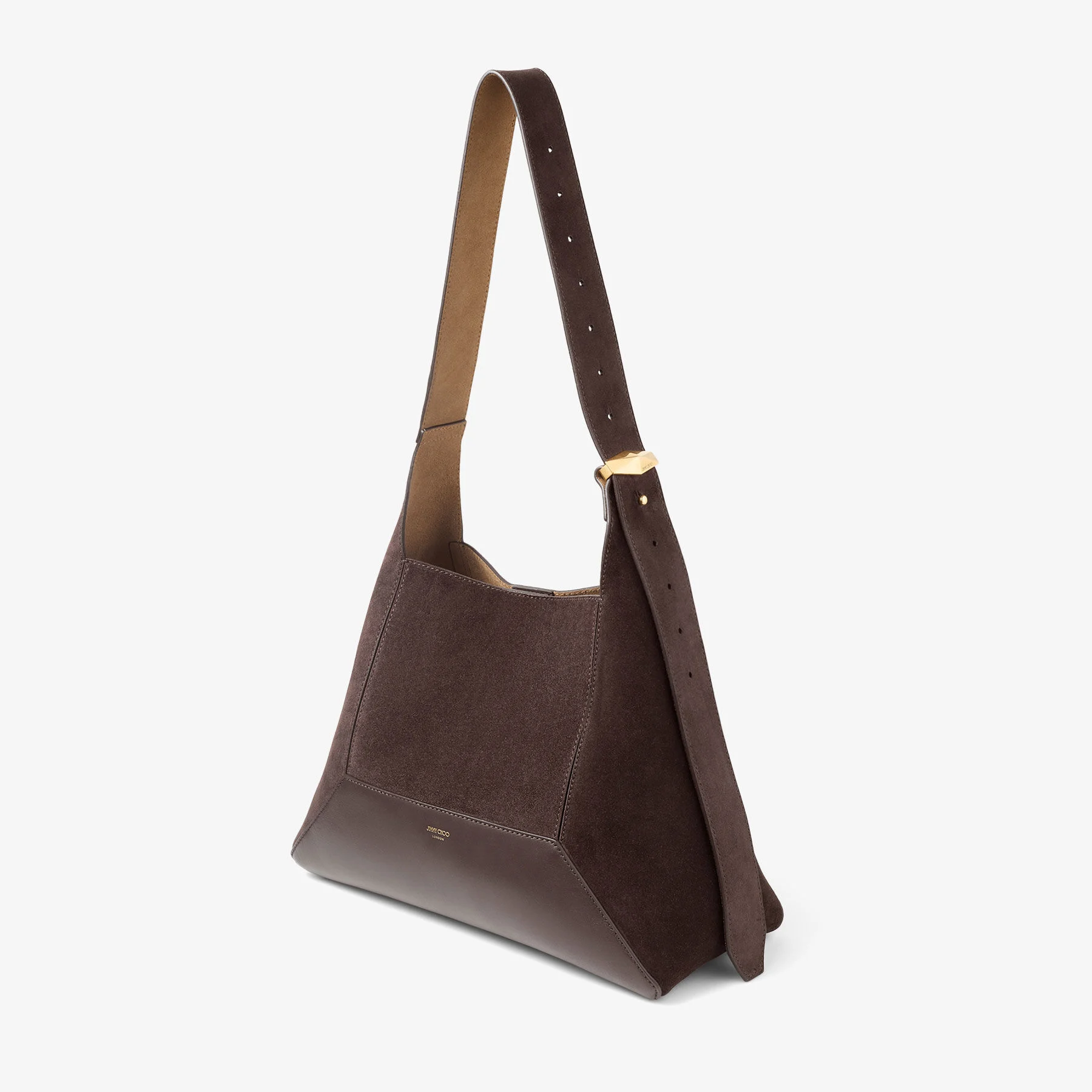 Diamond Hobo M Coffee Suede Shoulder Bag