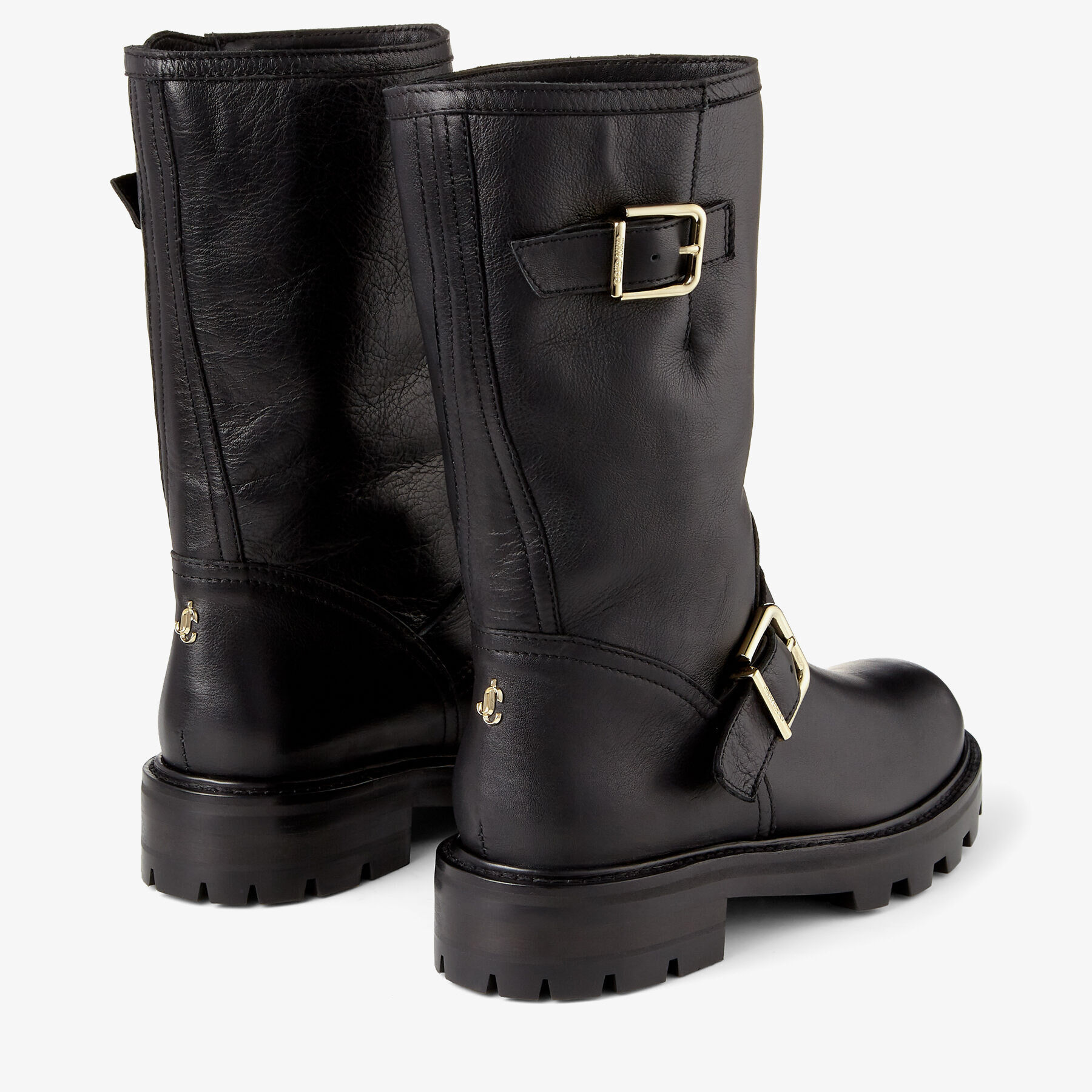 Biker II Black Smooth Leather Biker Boots