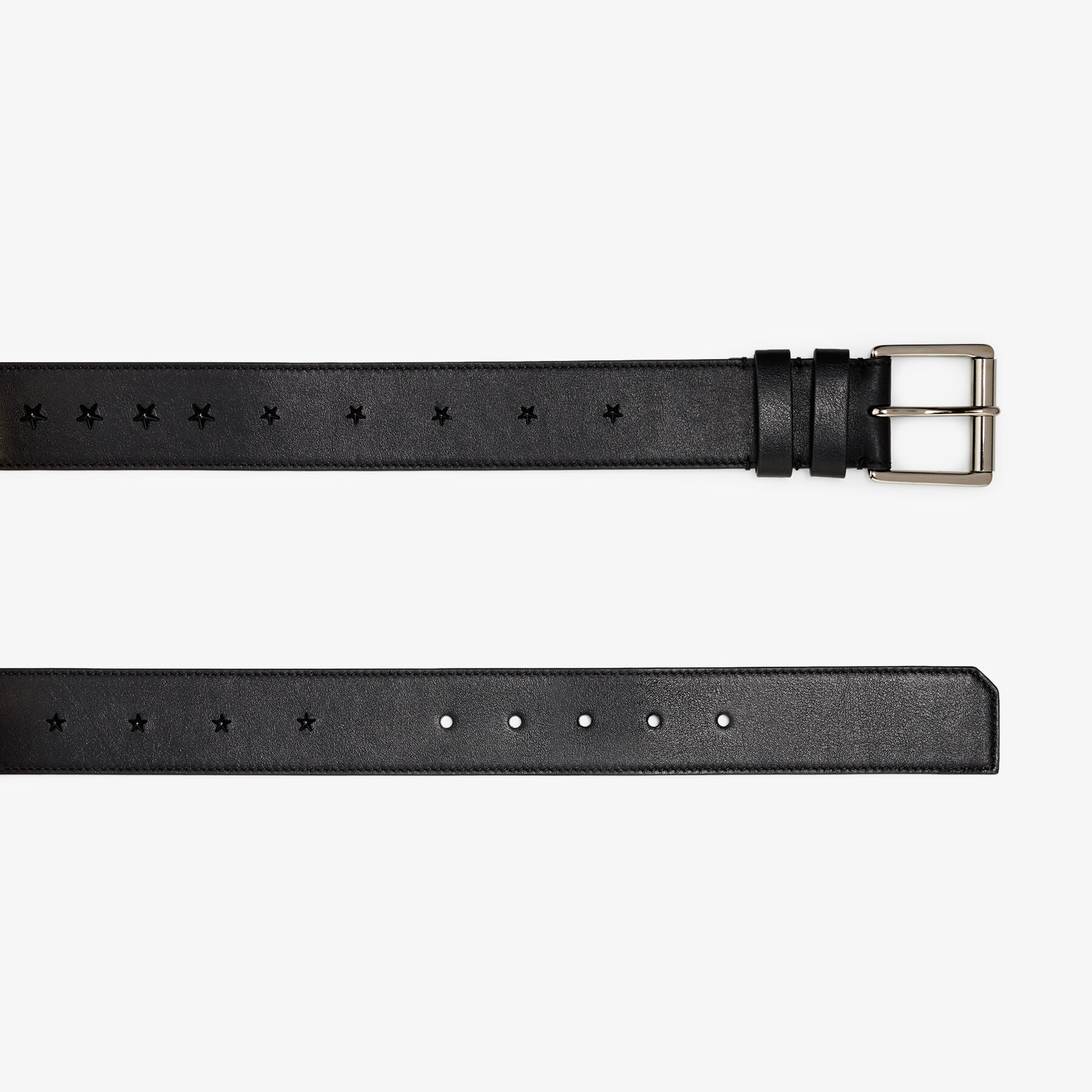 Archer Black and Gunmetal Calf Leather Belt with Degrade Stars