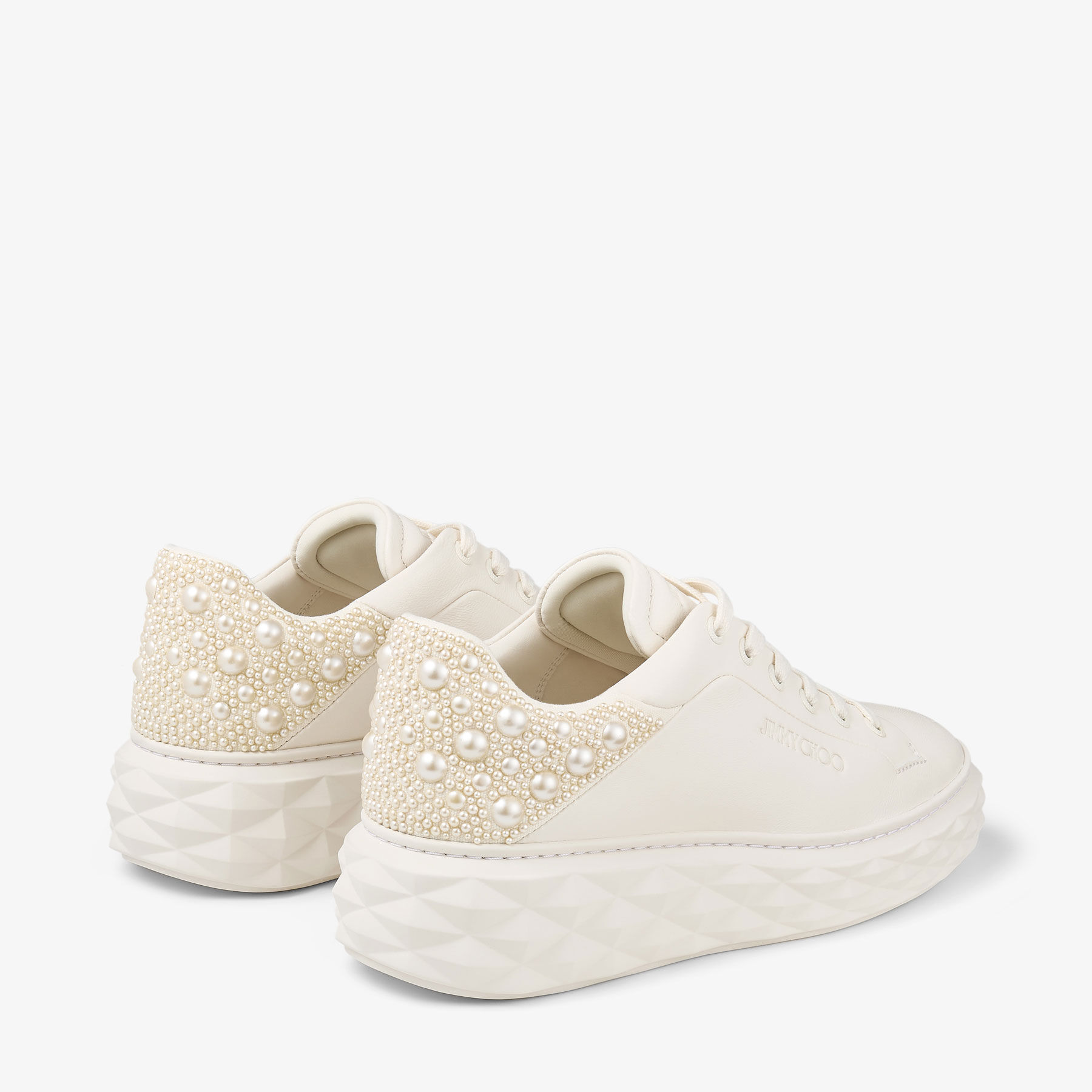 Diamond Maxi F II Latte Nappa Leather Pearl Trainers